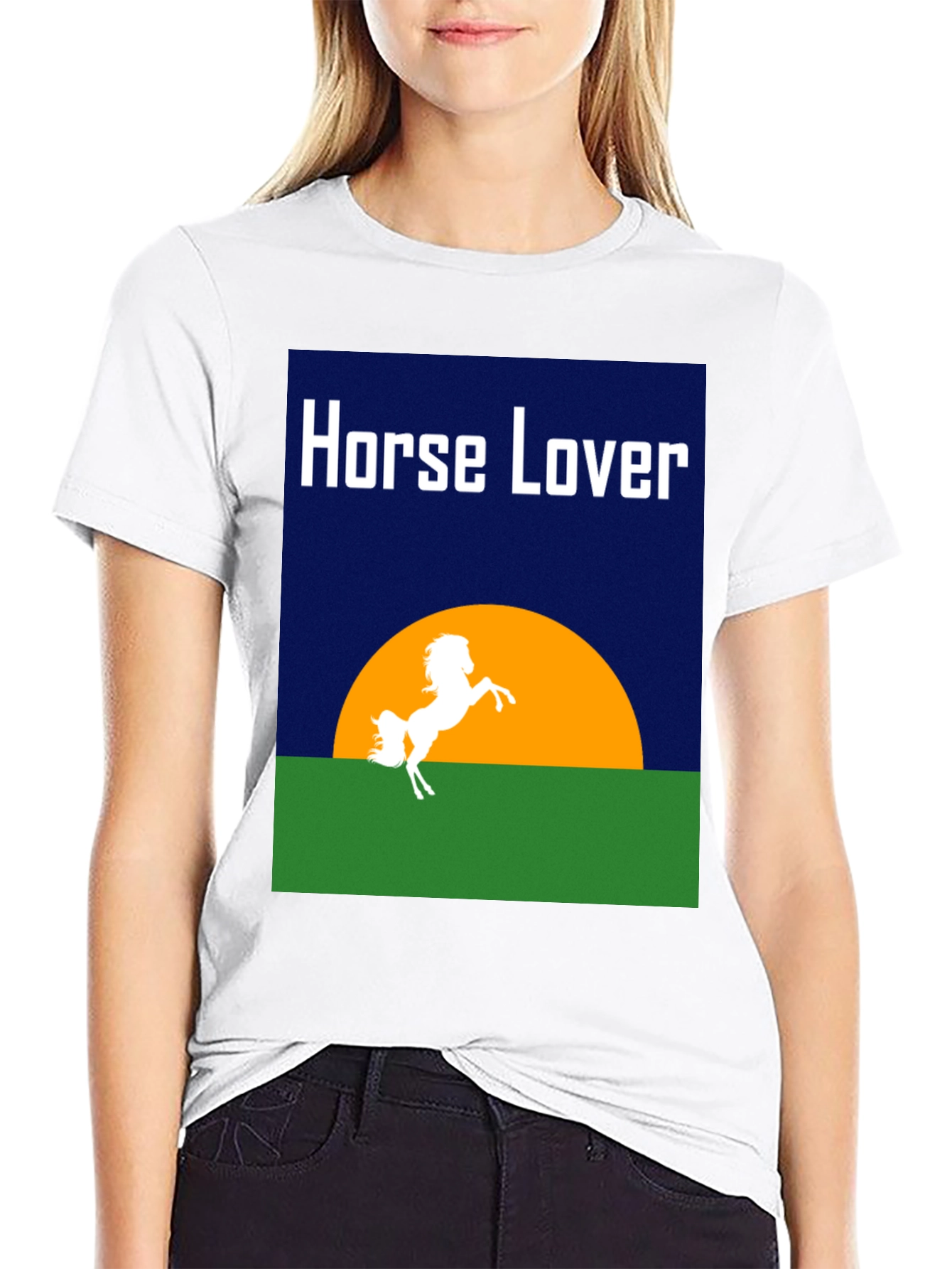 Black Horse Lover Graphic T-Shirt - Equestrian Design view 9