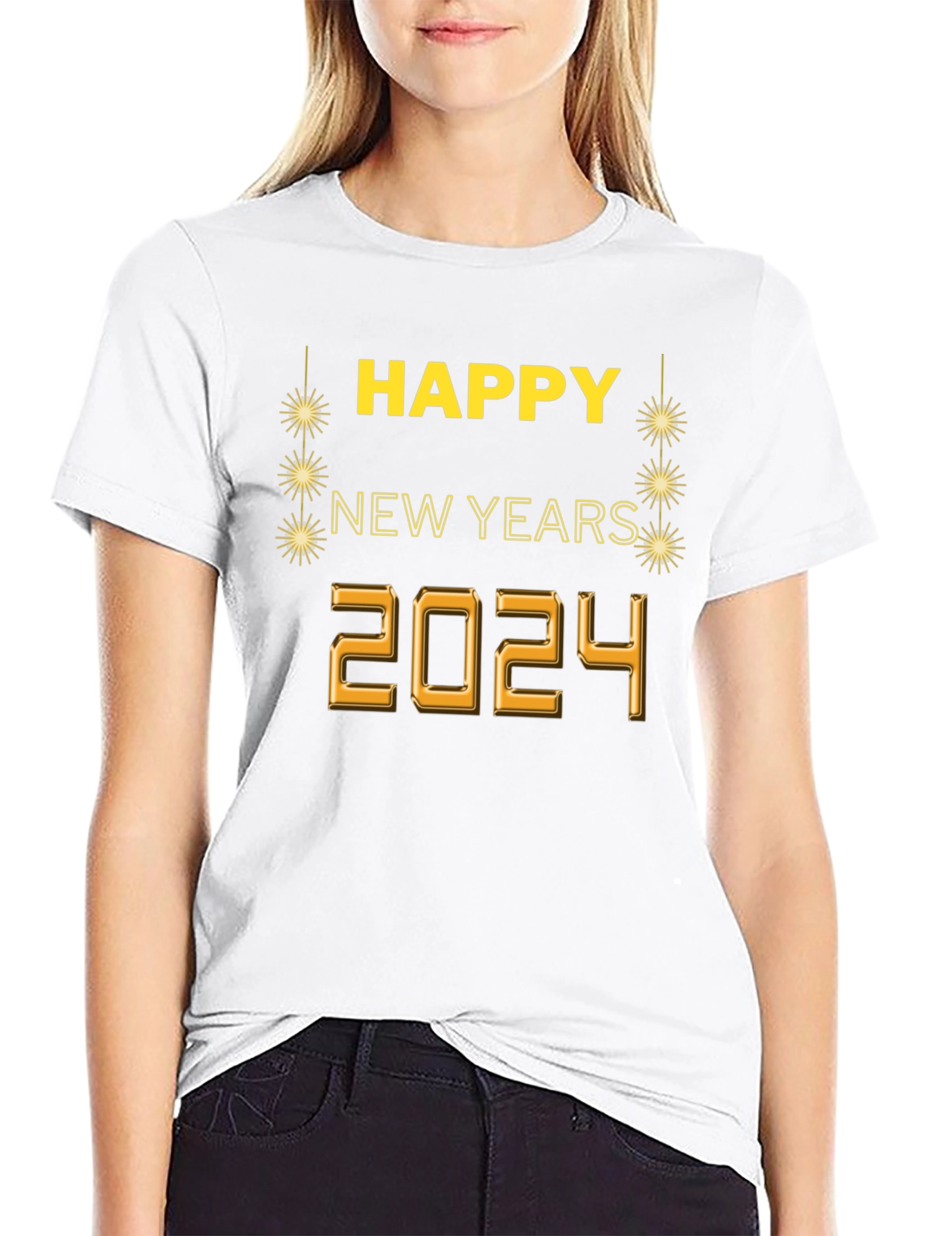 Black Happy New Year 2024 Graphic Tee view 9