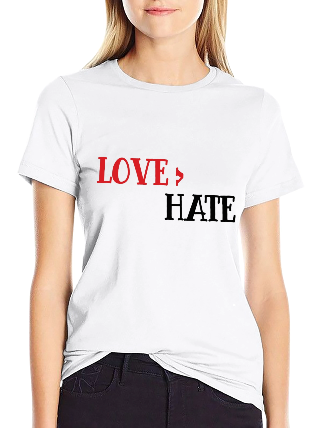 Black Love To Hate Graphic Print T-Shirt view 9