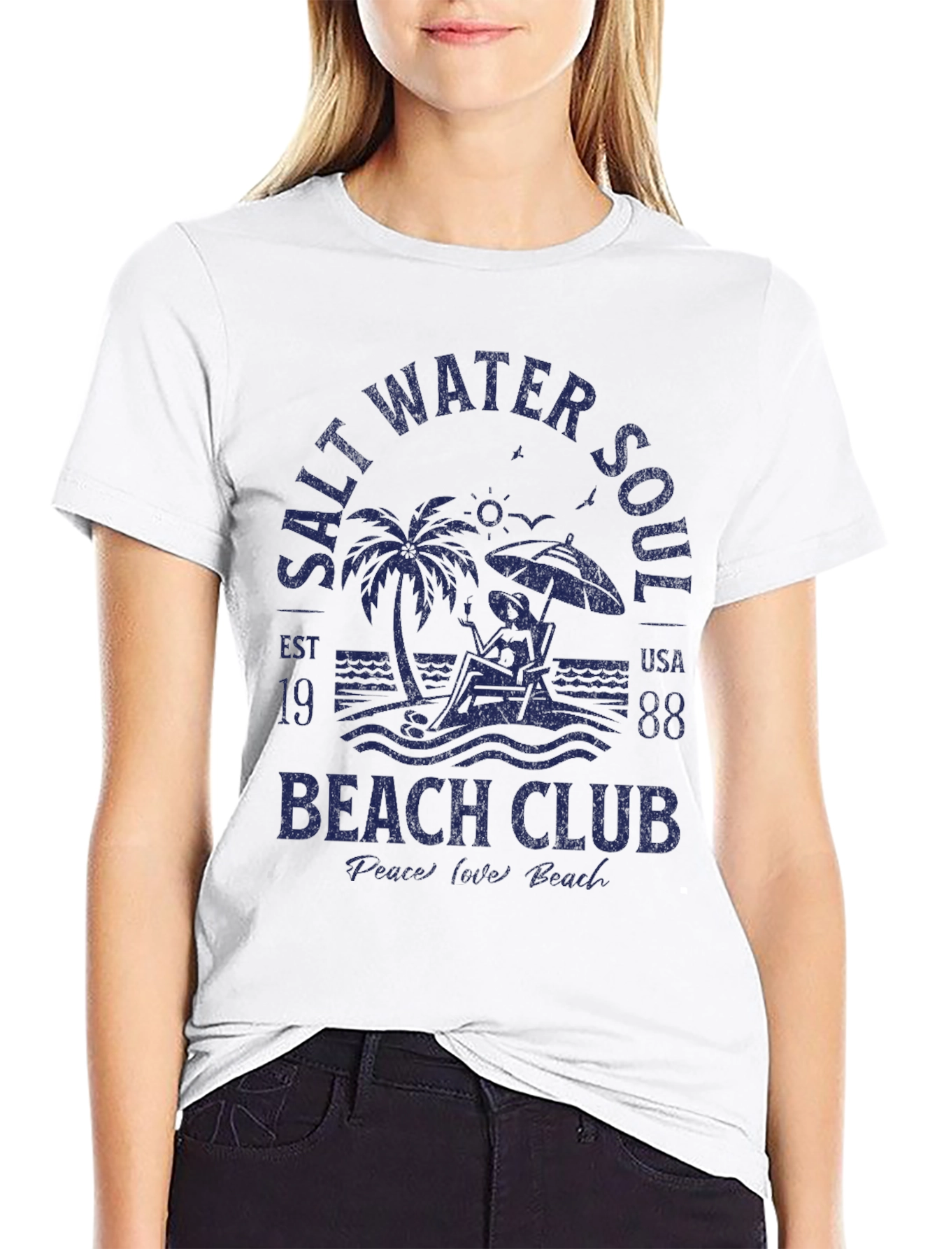 Black Salt Water Soul Beach Club Tee view 9