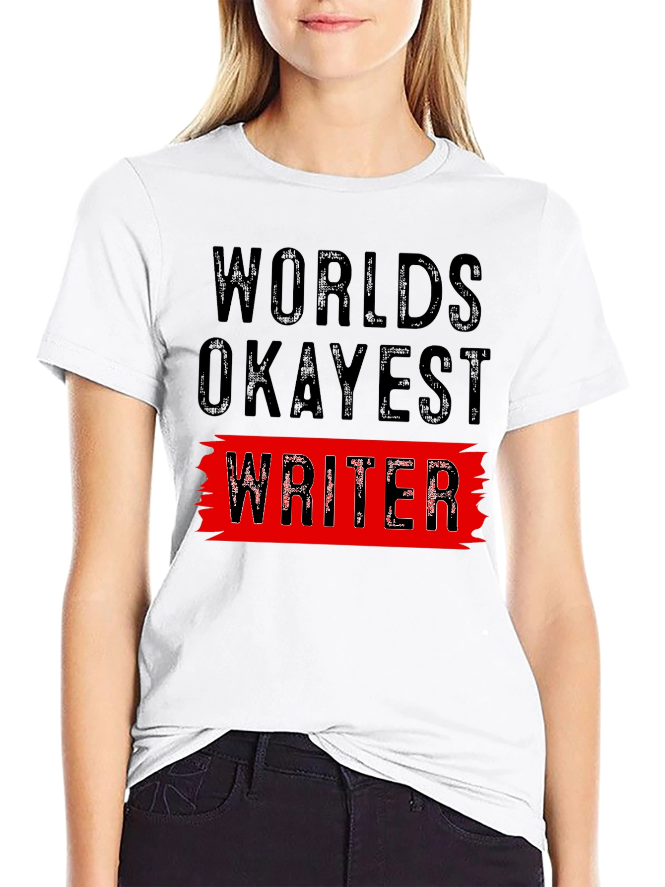 Black World's Okayest Writer Graphic Tee view 9