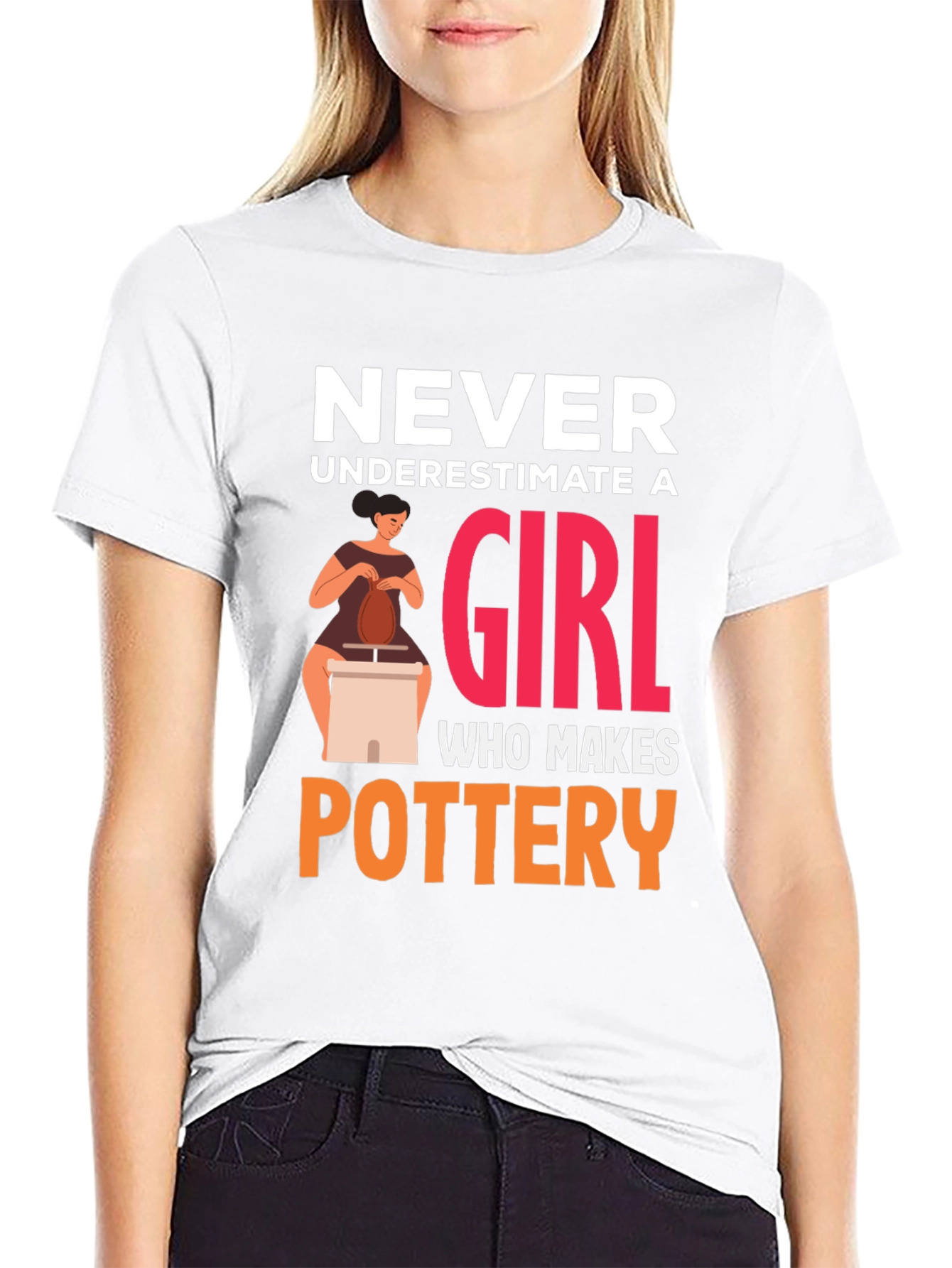 Black Never Underestimate Pottery Girl T-Shirt view 9