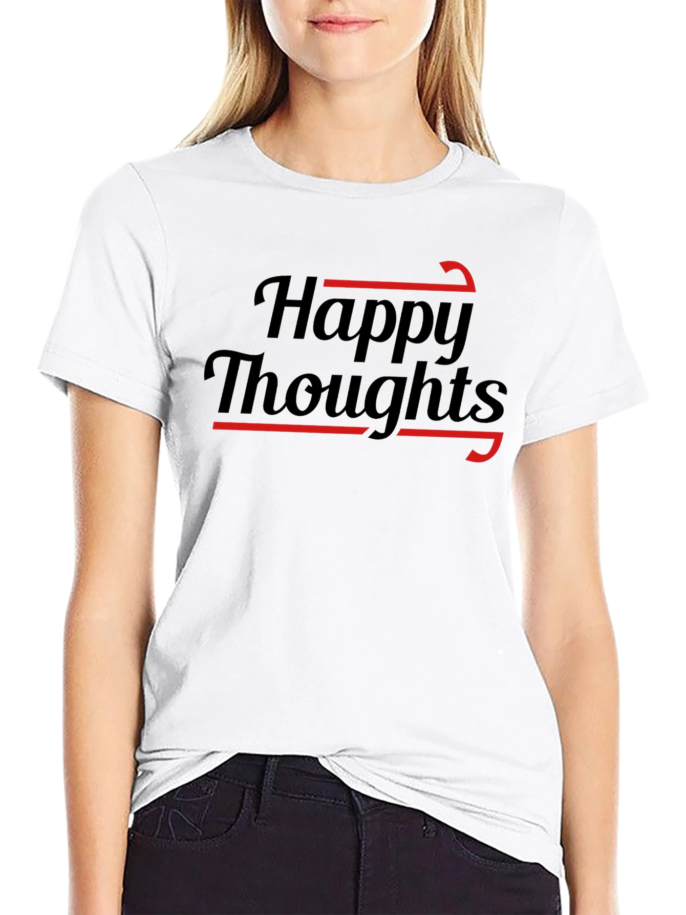 Black Happy Thoughts Graphic T-Shirt view 9