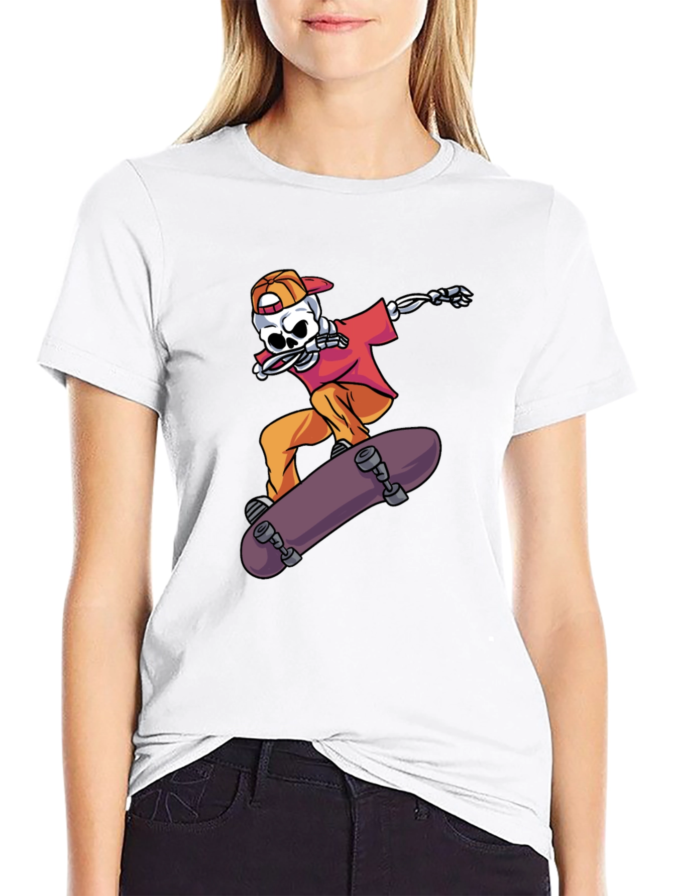 Black Skateboarding Skeleton Graphic Tee - Cool & Edgy Style view 9