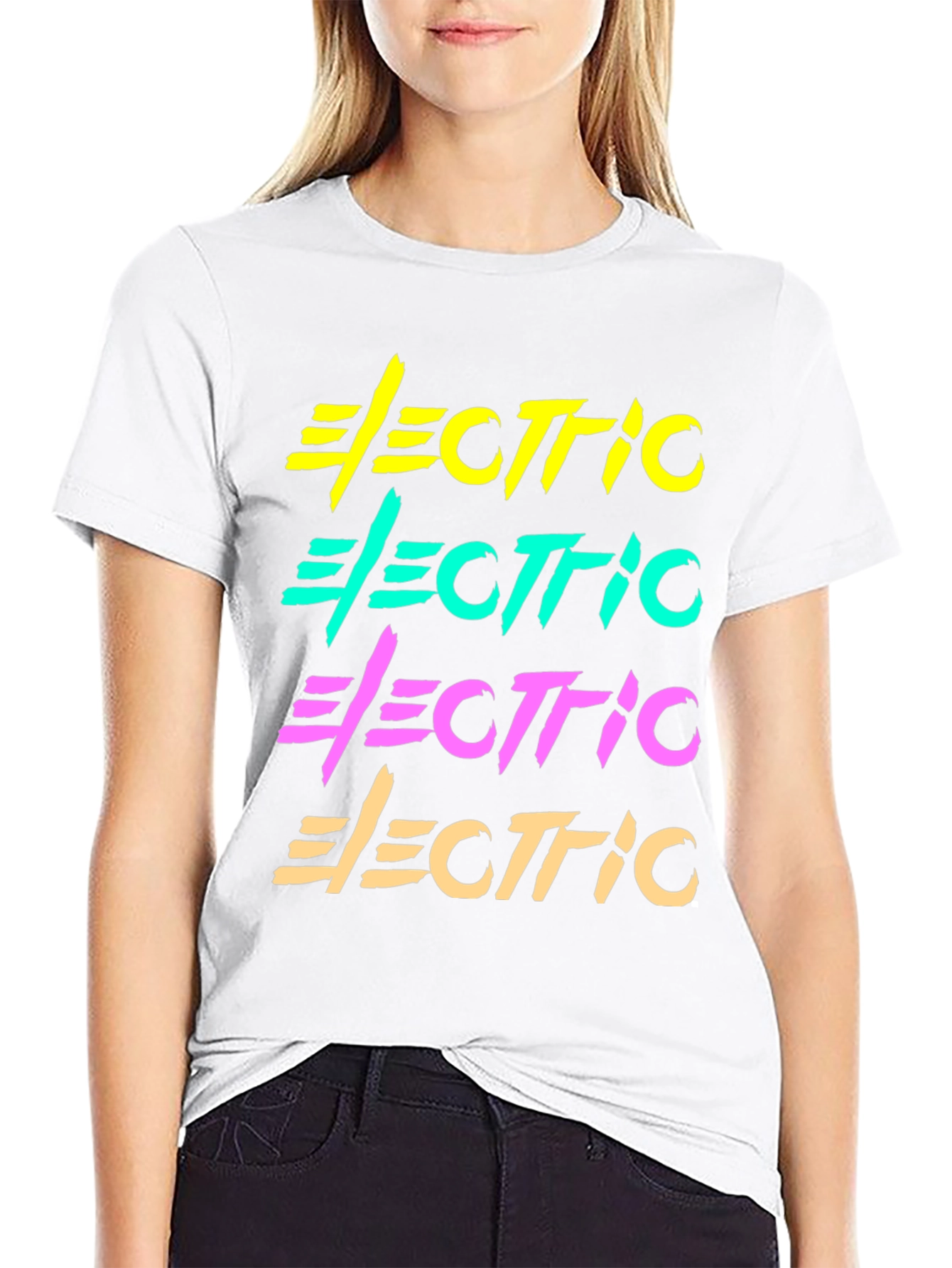 Black Electric Retro Graphic T-Shirt Black Cotton Tee view 9