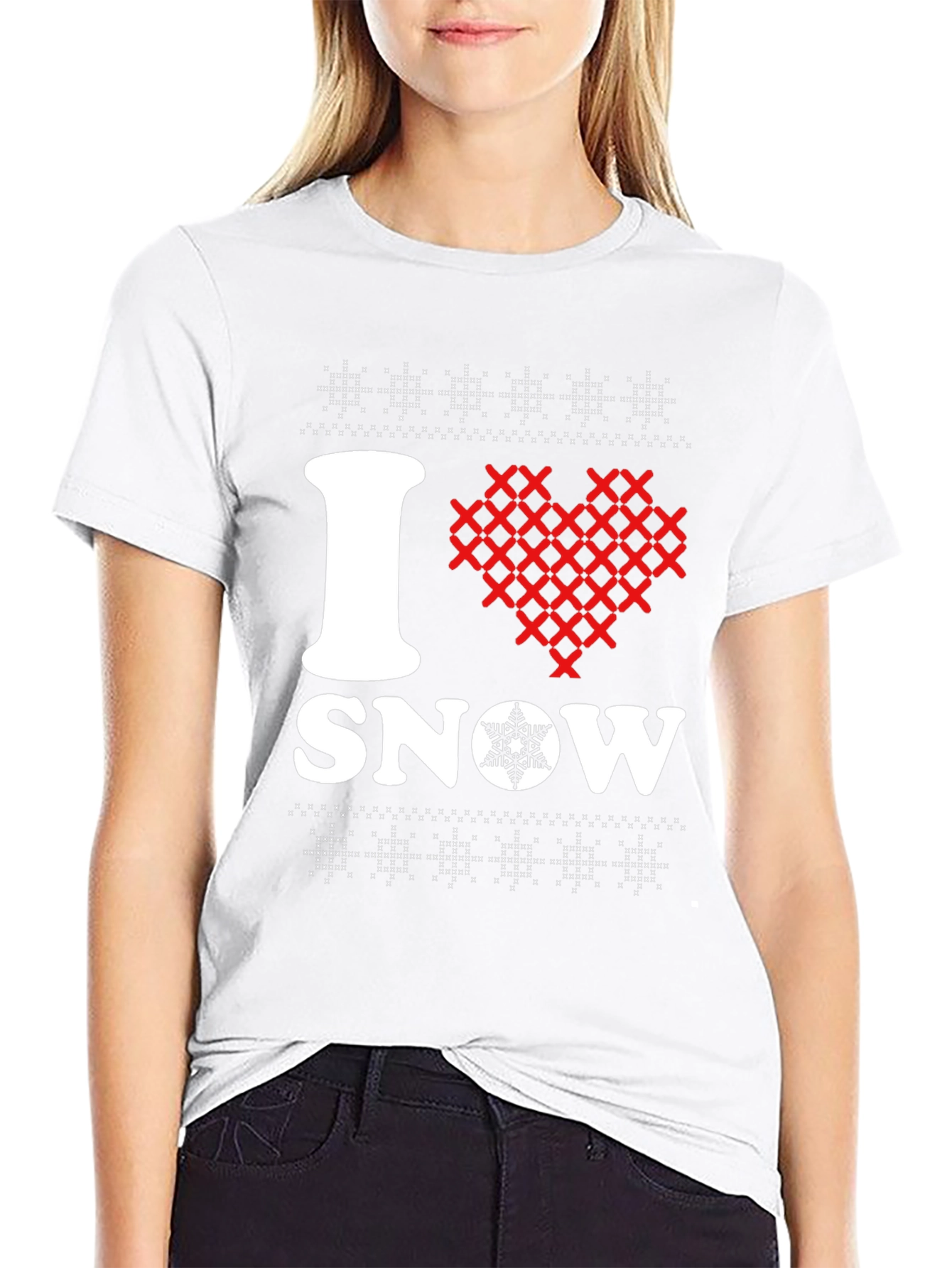 Black I Love Snow T-Shirt view 9