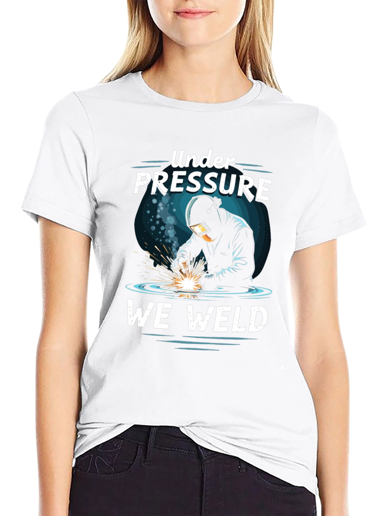 Black Under Pressure We Weld Graphic T-Shirt view 9
