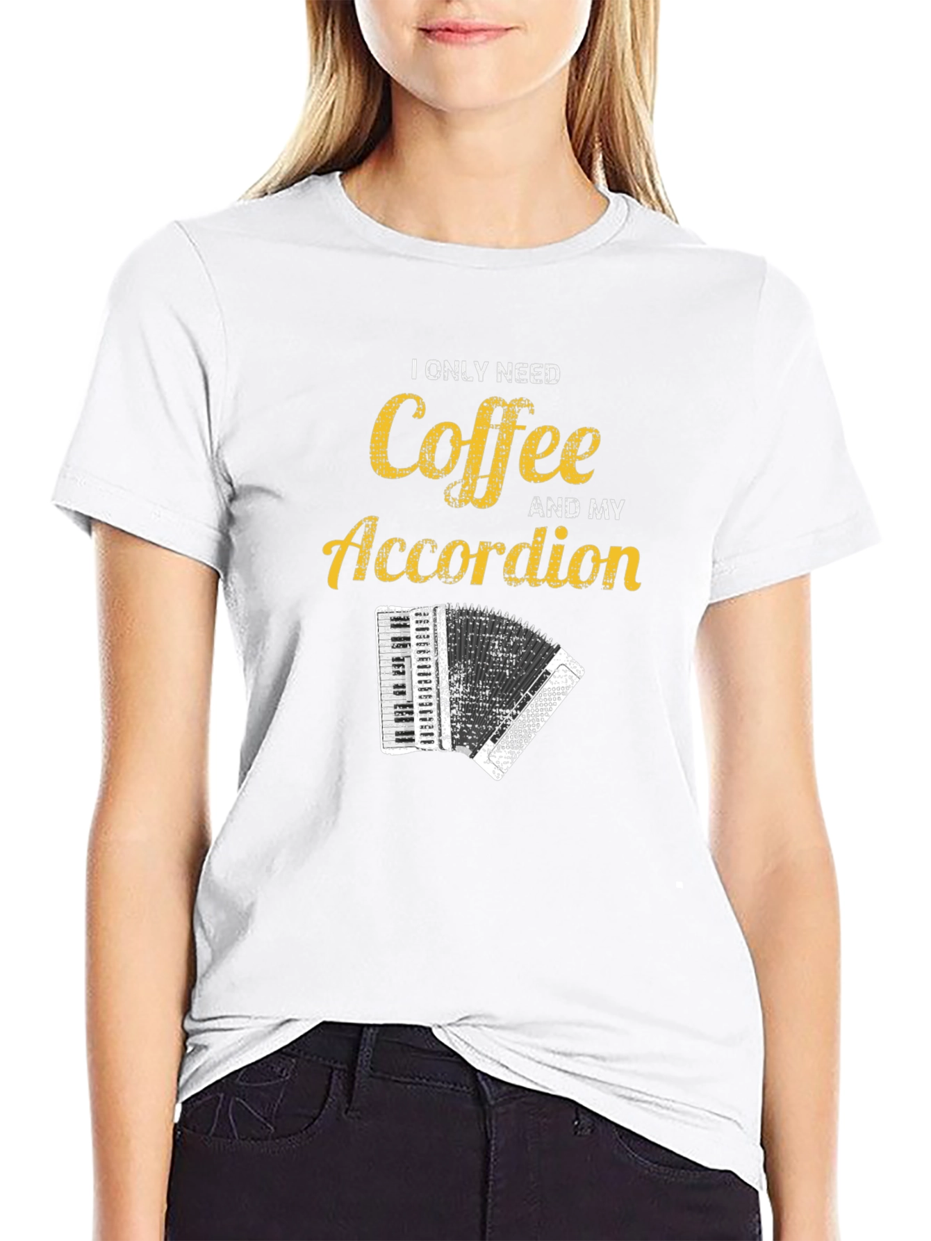 Black Coffee and Accordion Graphic T-Shirt - Musician Humor Tee view 9