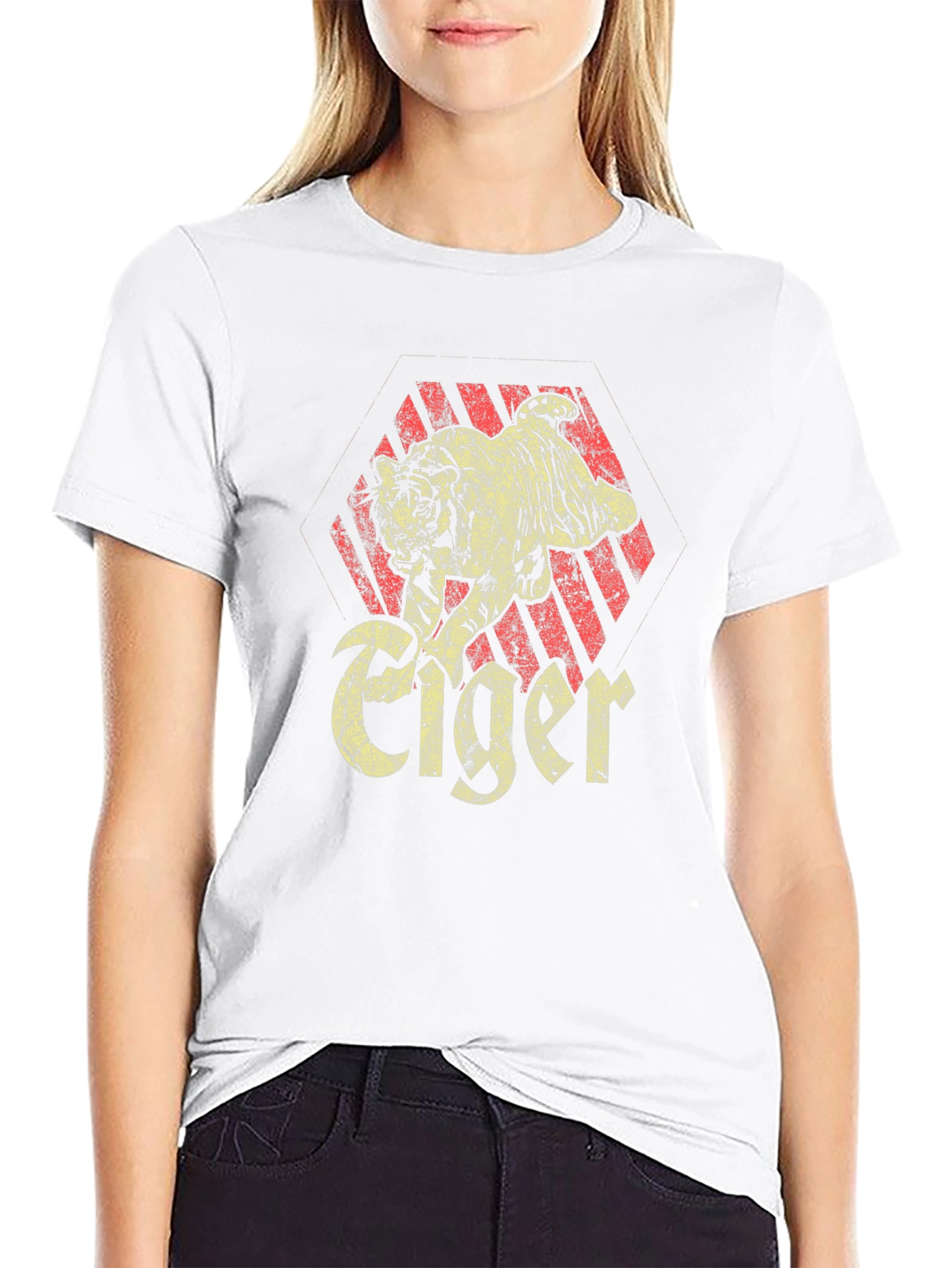 Black Vintage Tiger Graphic Tee - Classic Design view 9