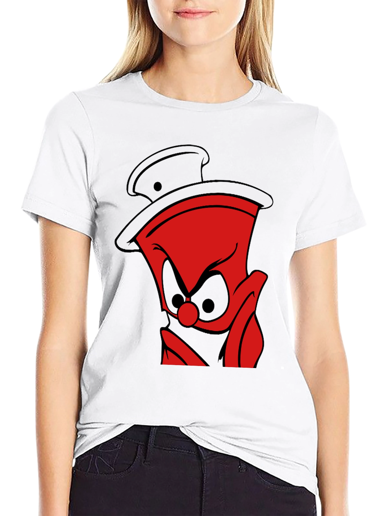 Black Red Cartoon Character Black T-Shirt view 9