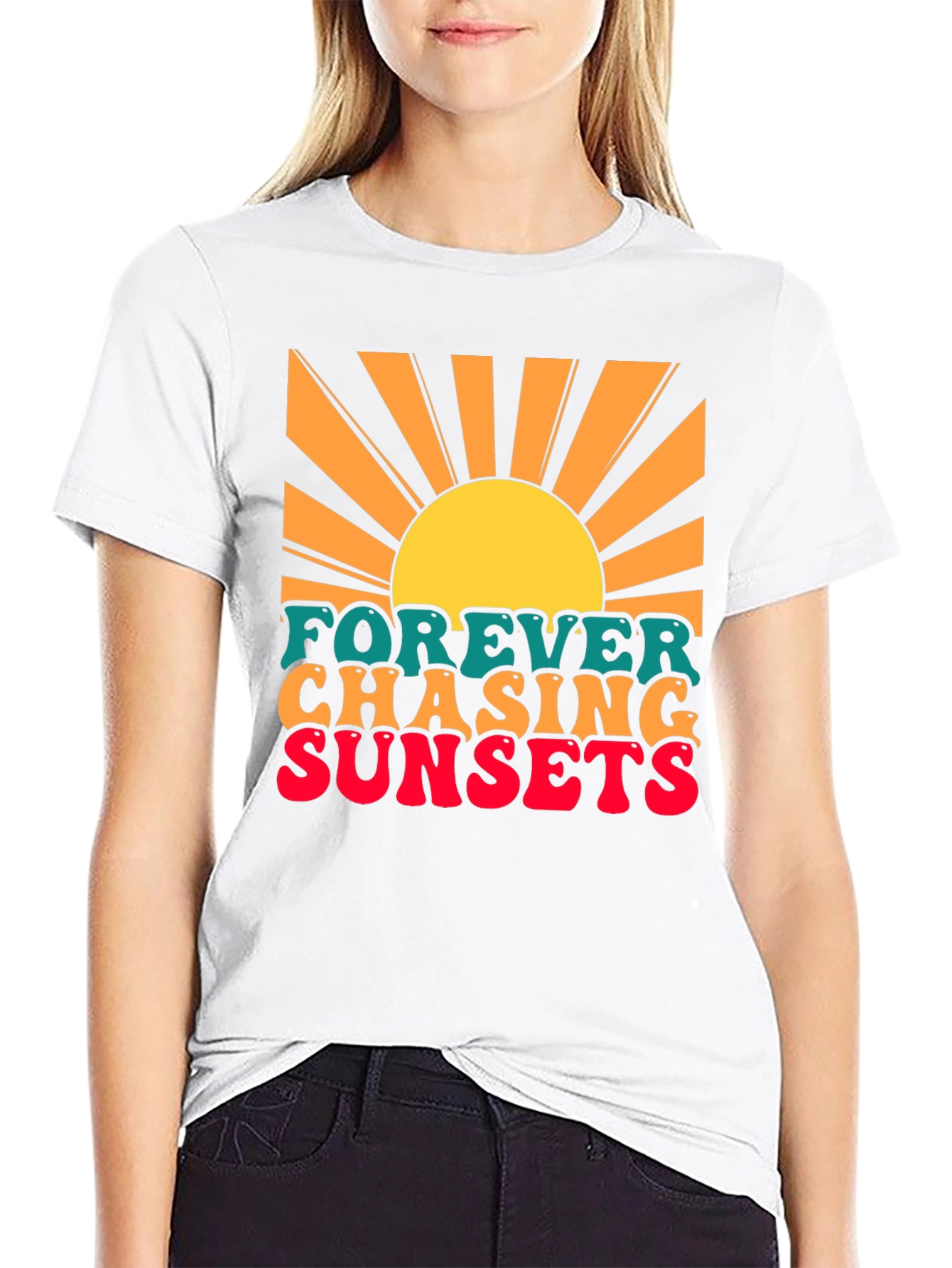 Black Forever Chasing Sunsets Graphic T-Shirt view 9