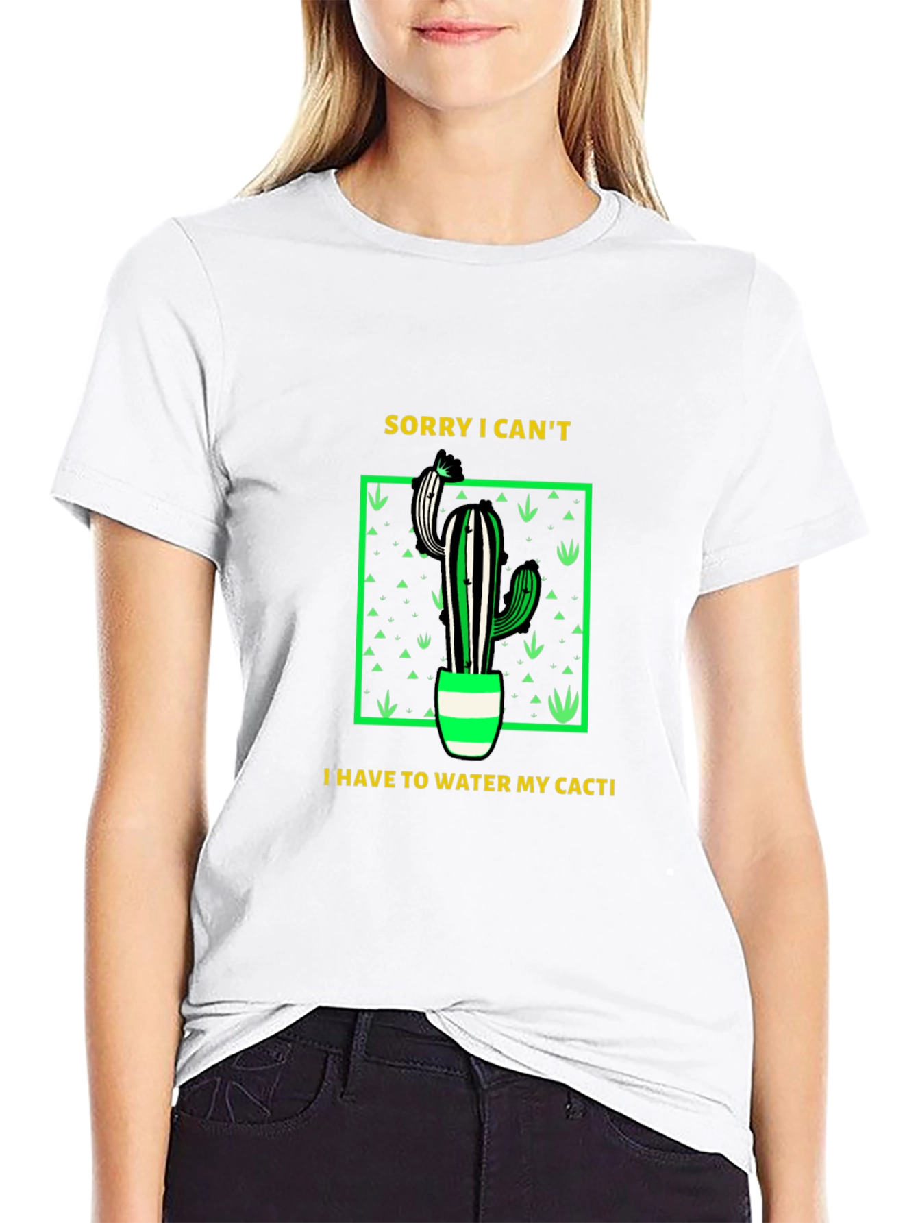 Black Cactus Lover T-Shirt: Sorry, Watering My Cacti view 9