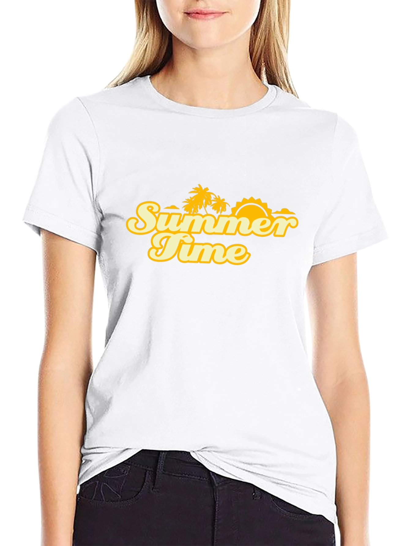Black Summer Time Graphic Tee - Black Cotton Blend view 9