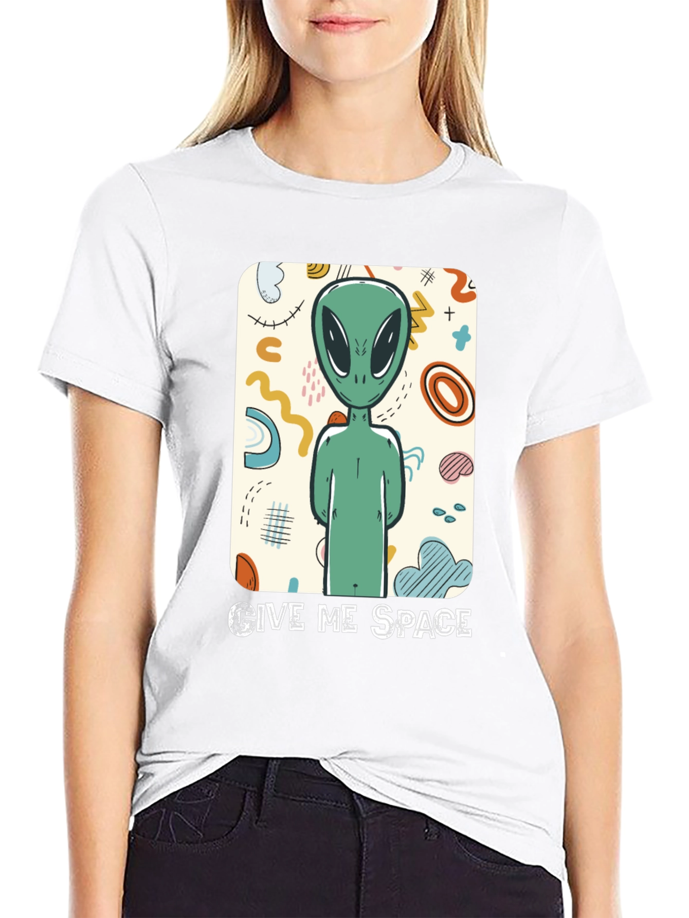 Black Give Me Space Alien Graphic Tee view 9