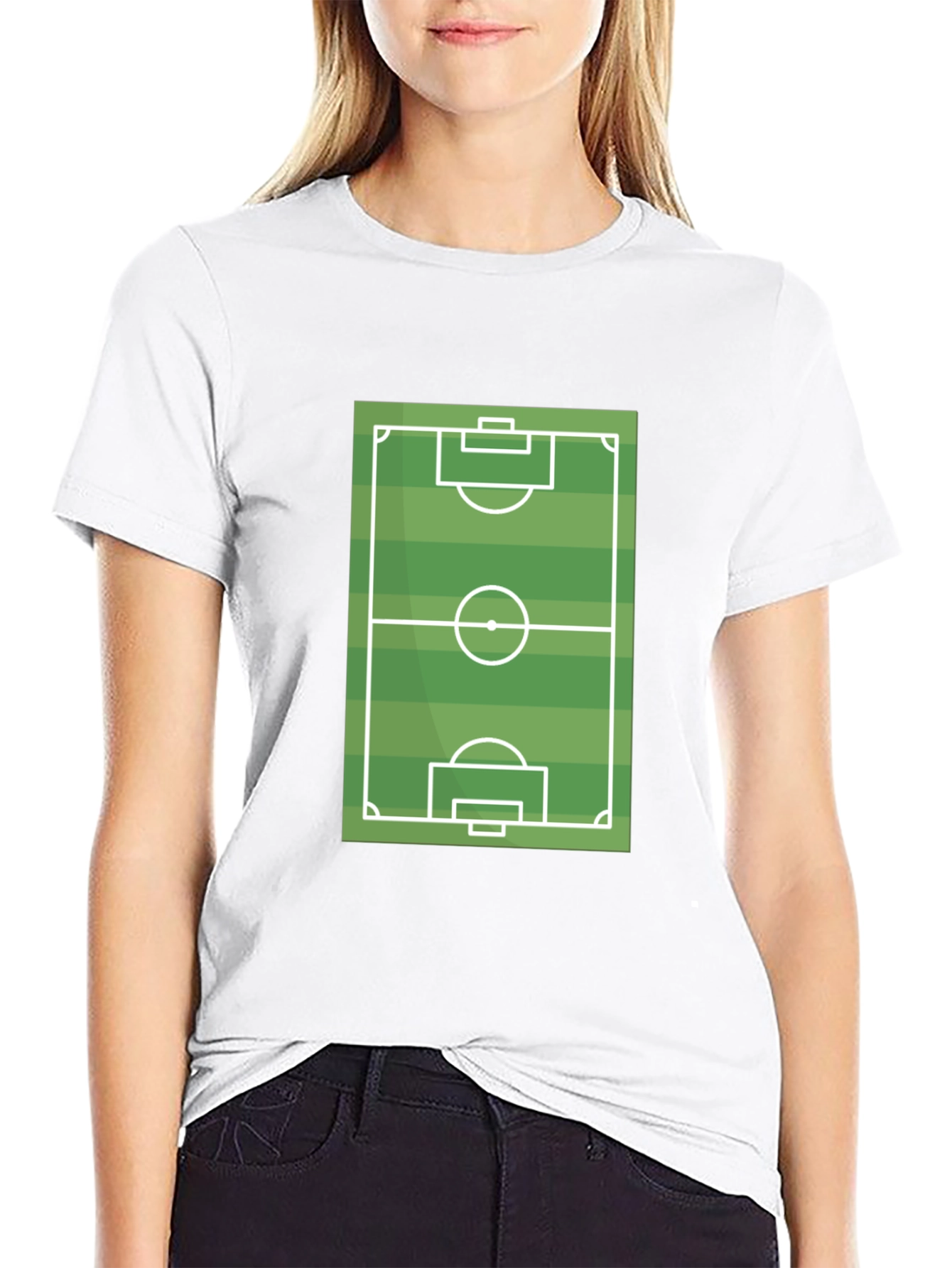 Black Soccer Field Graphic T-Shirt - Black Cotton Tee view 9