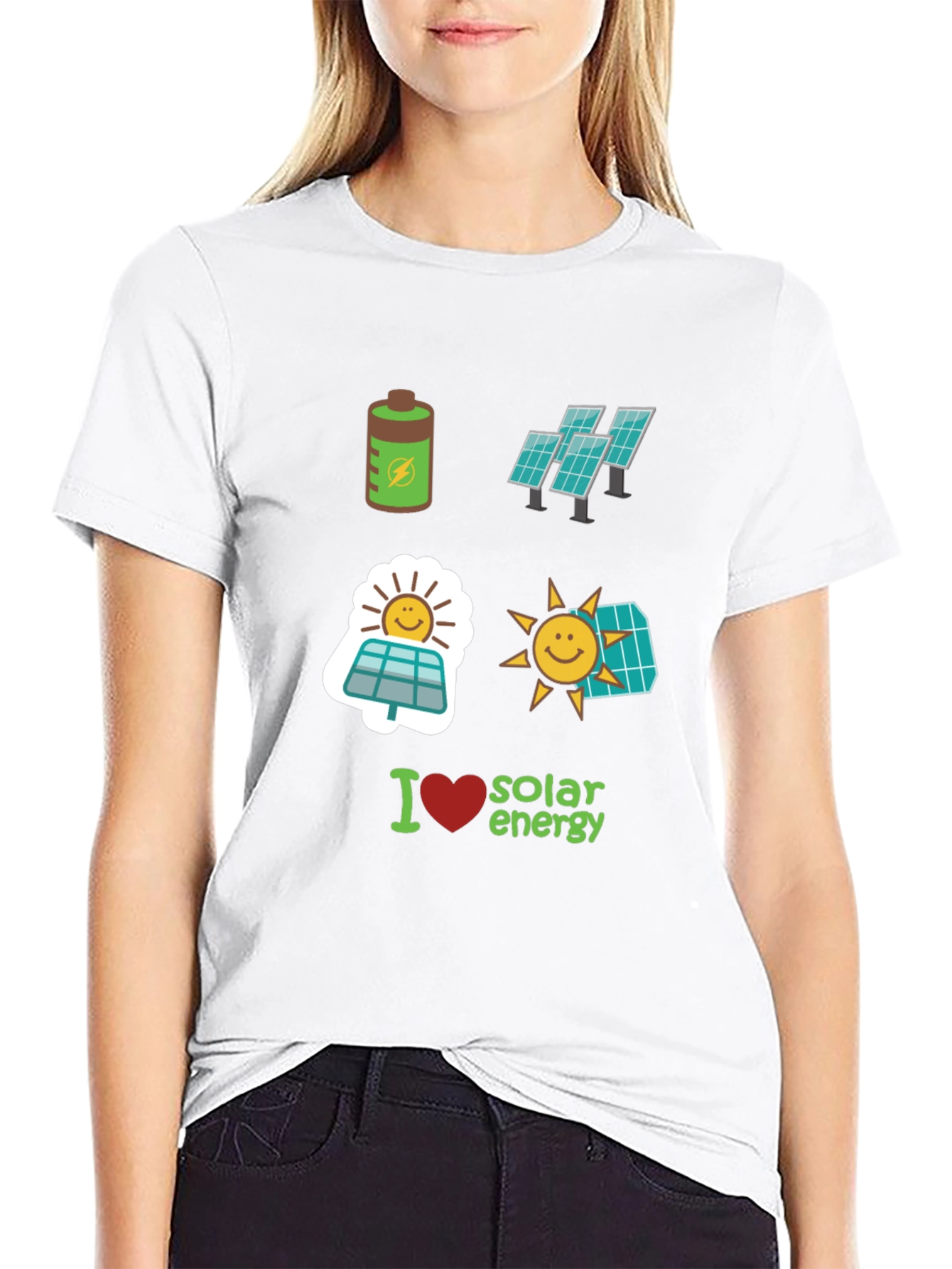 Black I Love Solar Energy Graphic Tee view 9