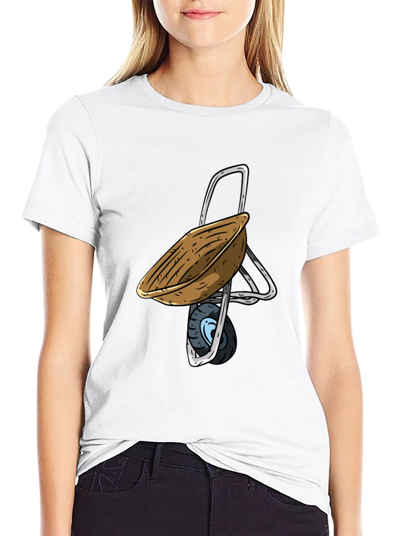 Black Novelty Wheelbarrow Graphic Tee - Comfy Cotton Blend view 9