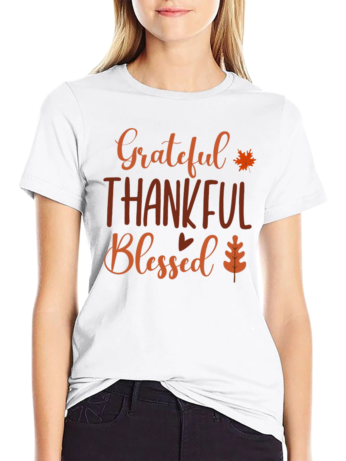 Black Grateful Thankful Blessed Graphic Tee view 9