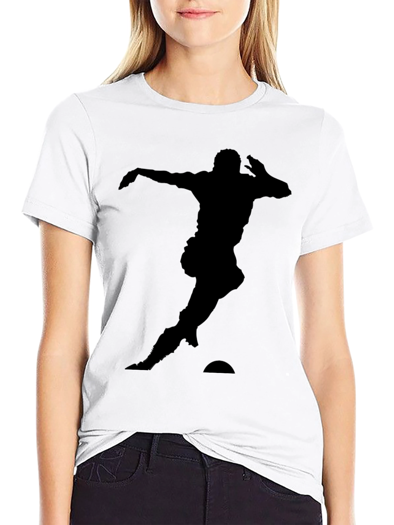 Black Soccer Player Silhouette Black T-Shirt view 9