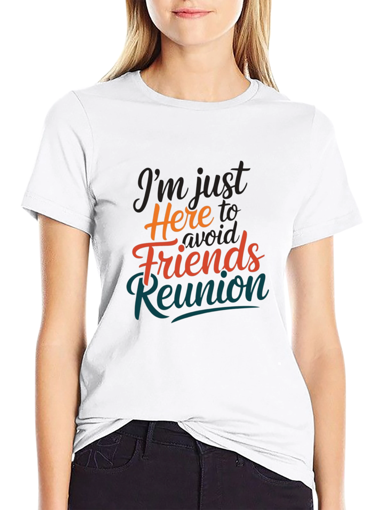 Black Avoid Friends Reunion T-Shirt, Novelty Slogan Tee view 9