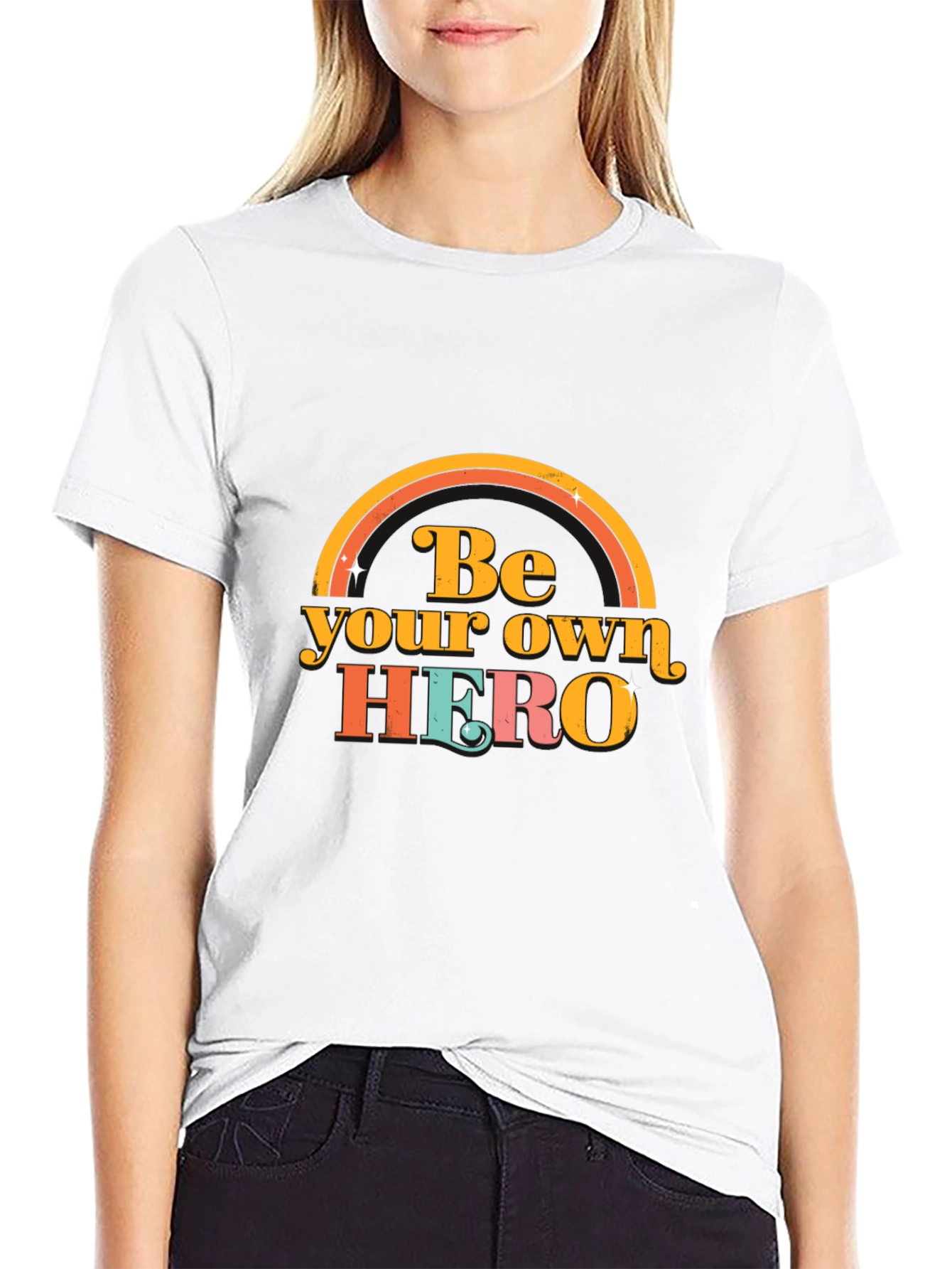 Black Be Your Own Hero Graphic Tee view 9