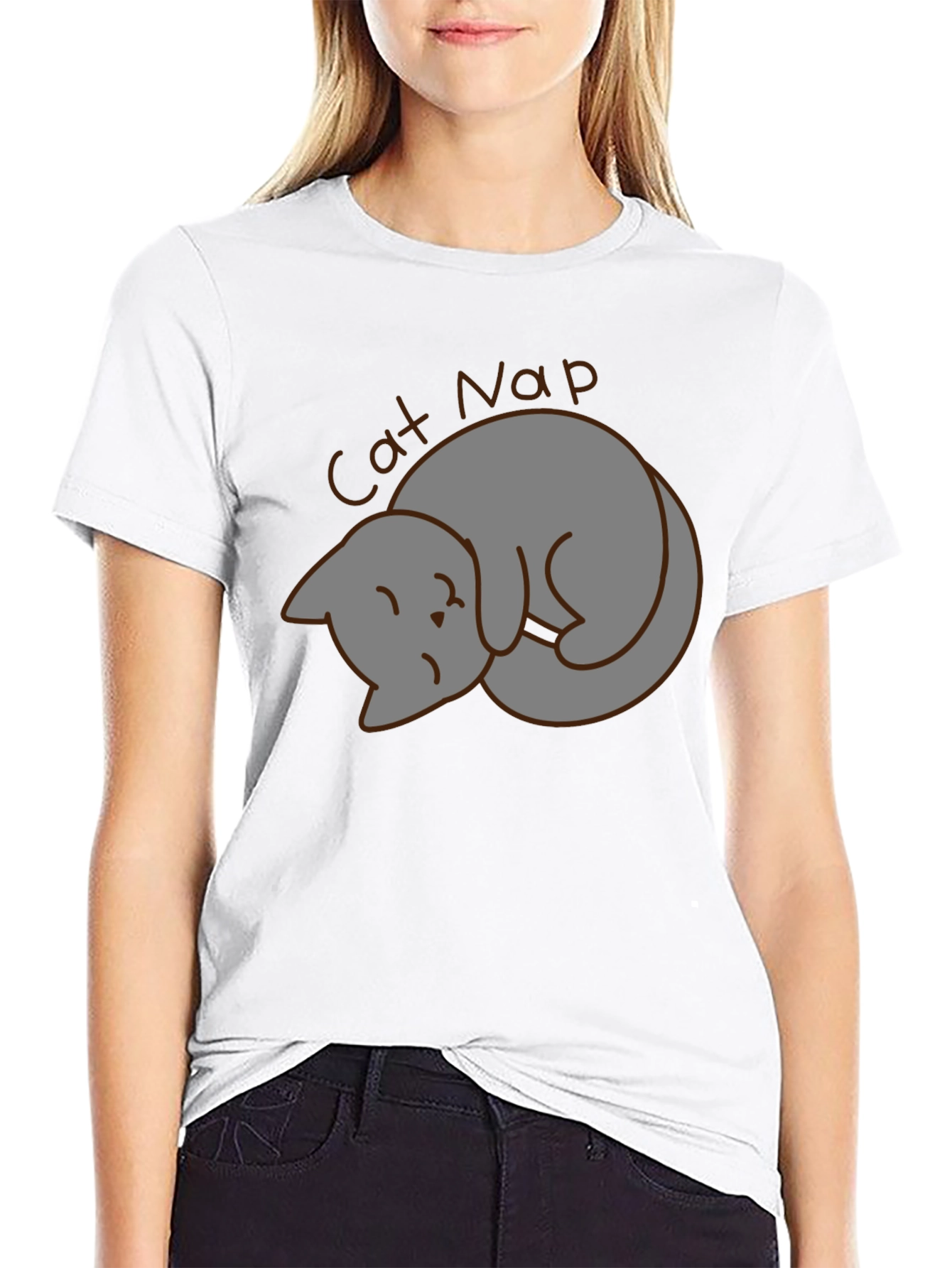 Black Cat Nap Graphic Tee - Unisex Black T-Shirt view 9