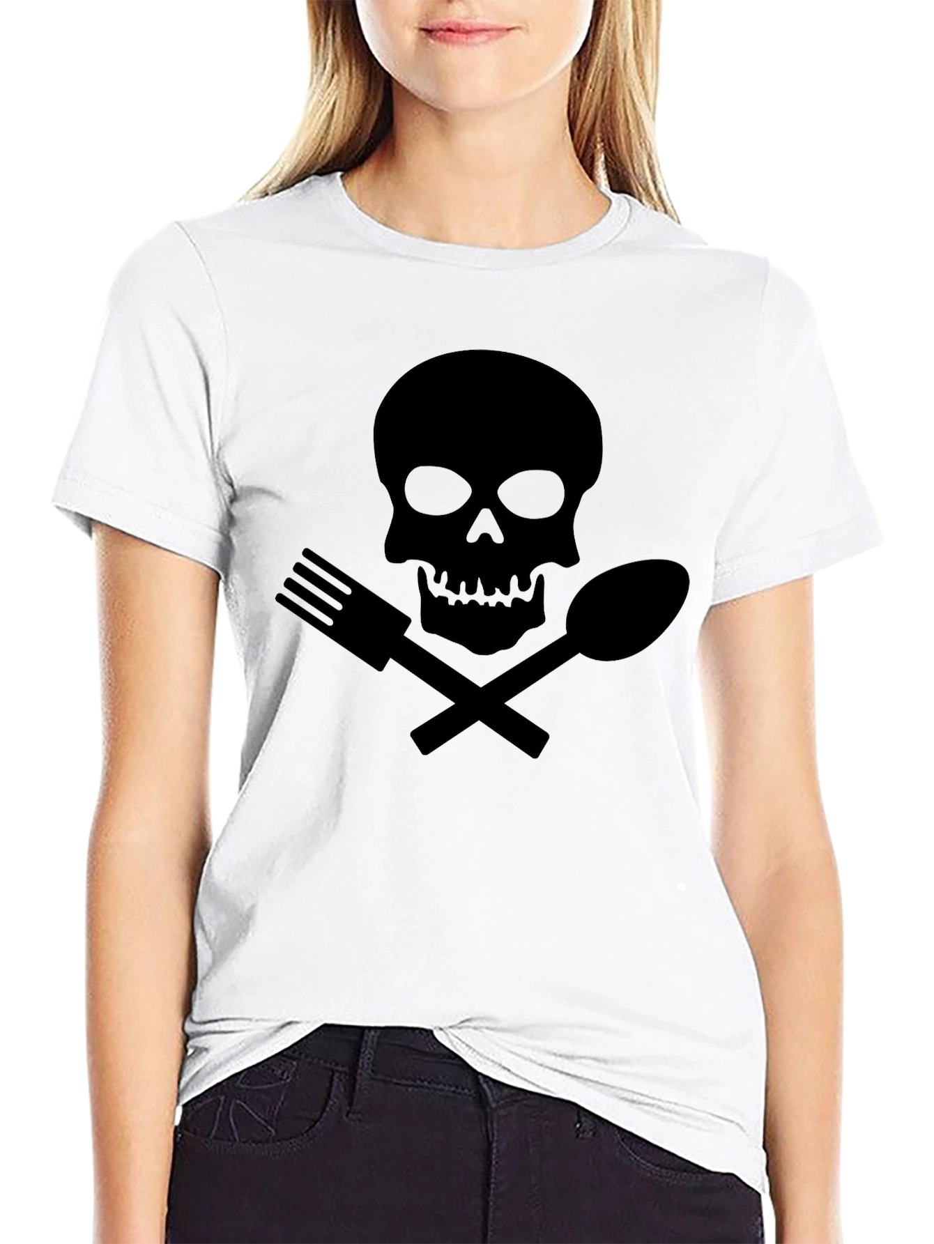 Black Chef Skull & Utensils Graphic T-Shirt view 9