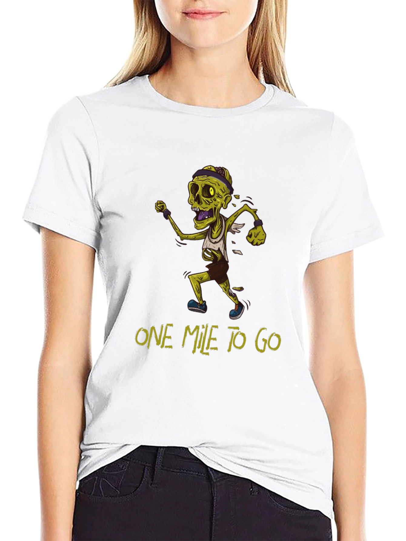 Black Zombie Runner T-Shirt - One Mile To Go view 9
