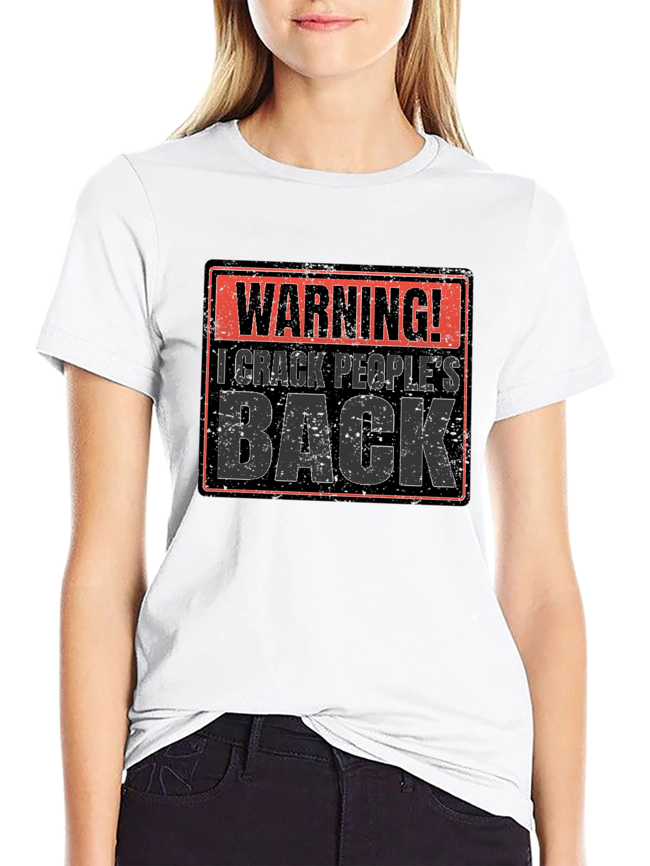 Black Warning! I Crack People's Back Funny T-Shirt view 9