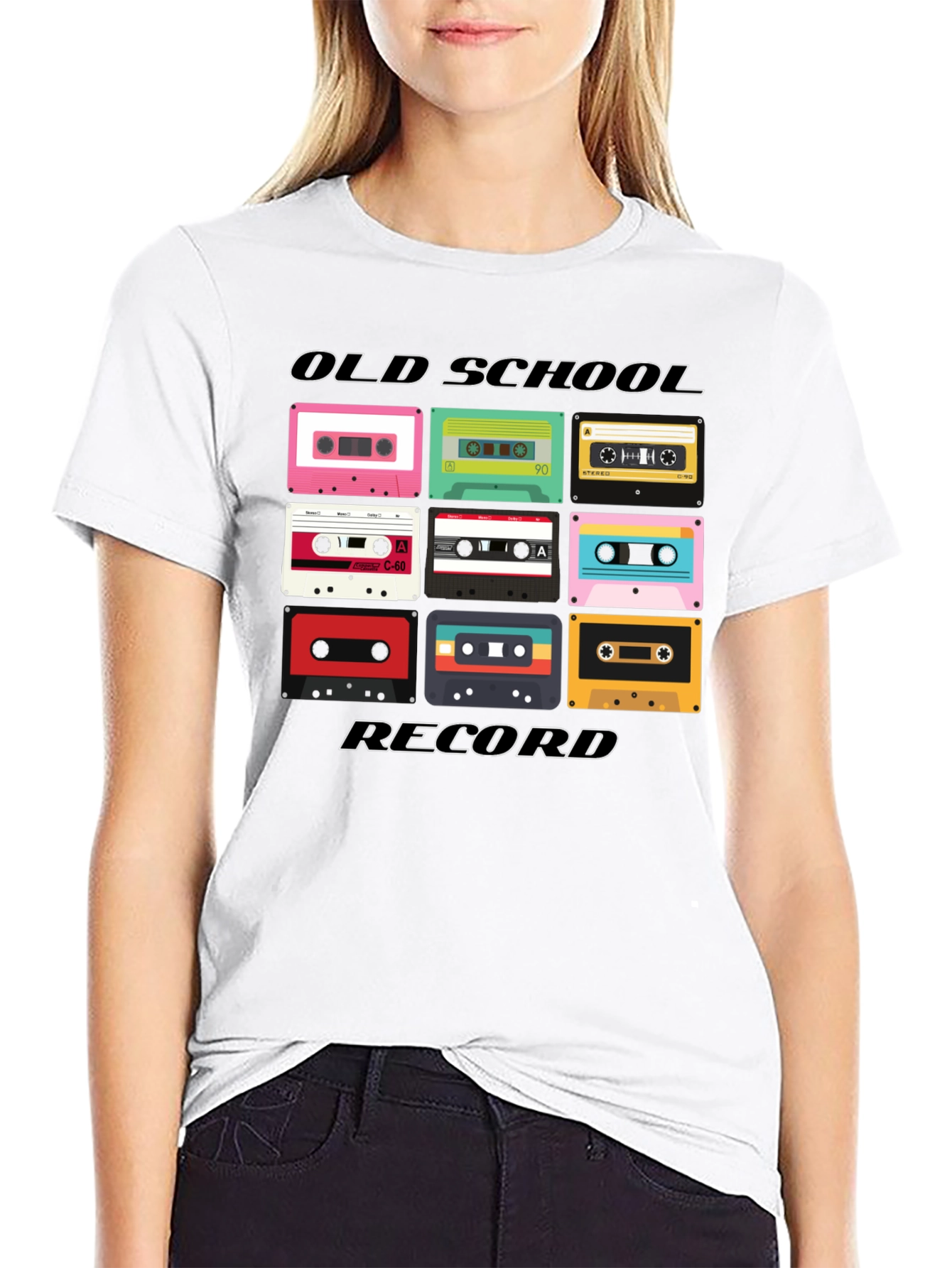 Black Retro Cassette Tape Old School Record Black T-Shirt view 9