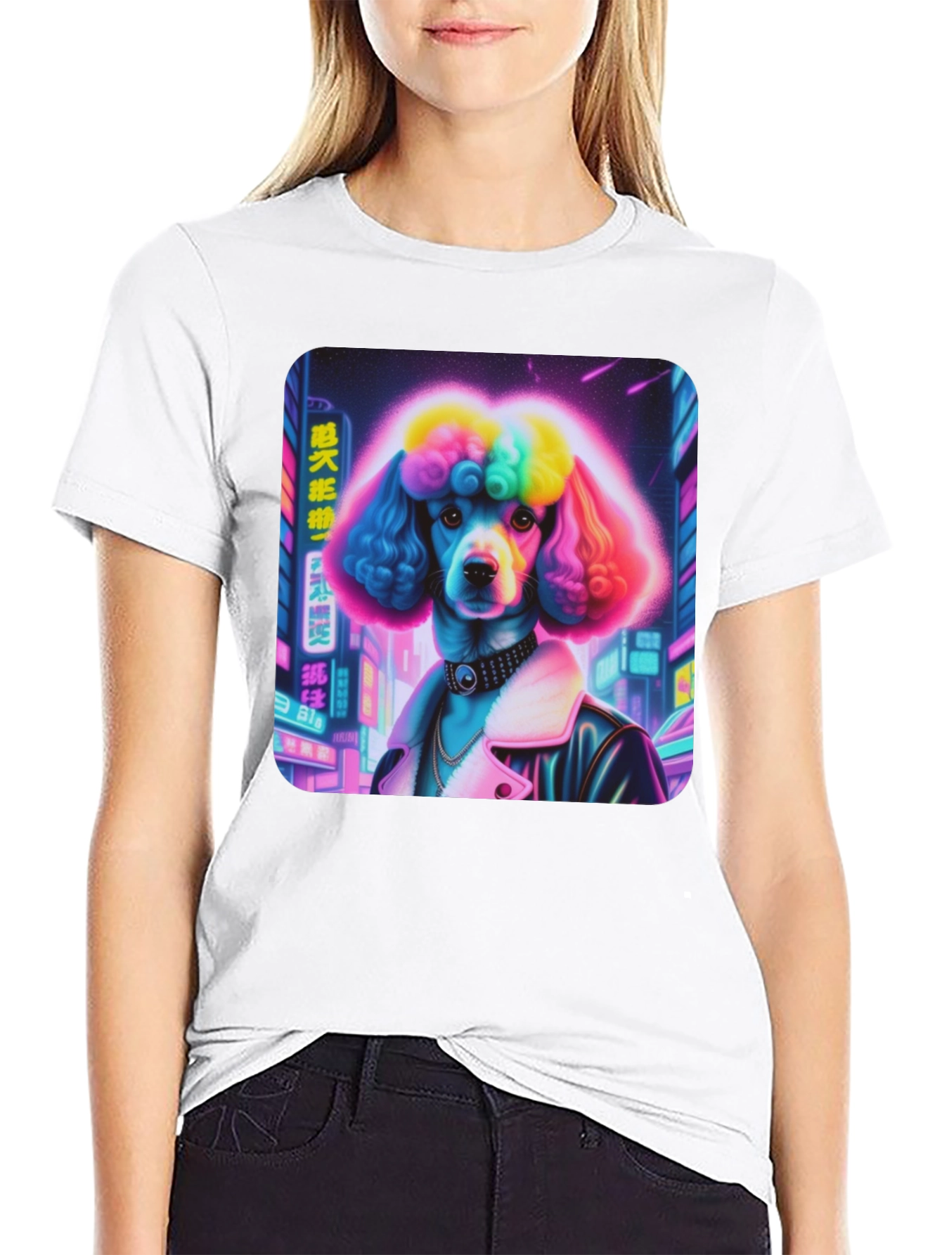 Black Cyberpunk Poodle Graphic Tee view 9
