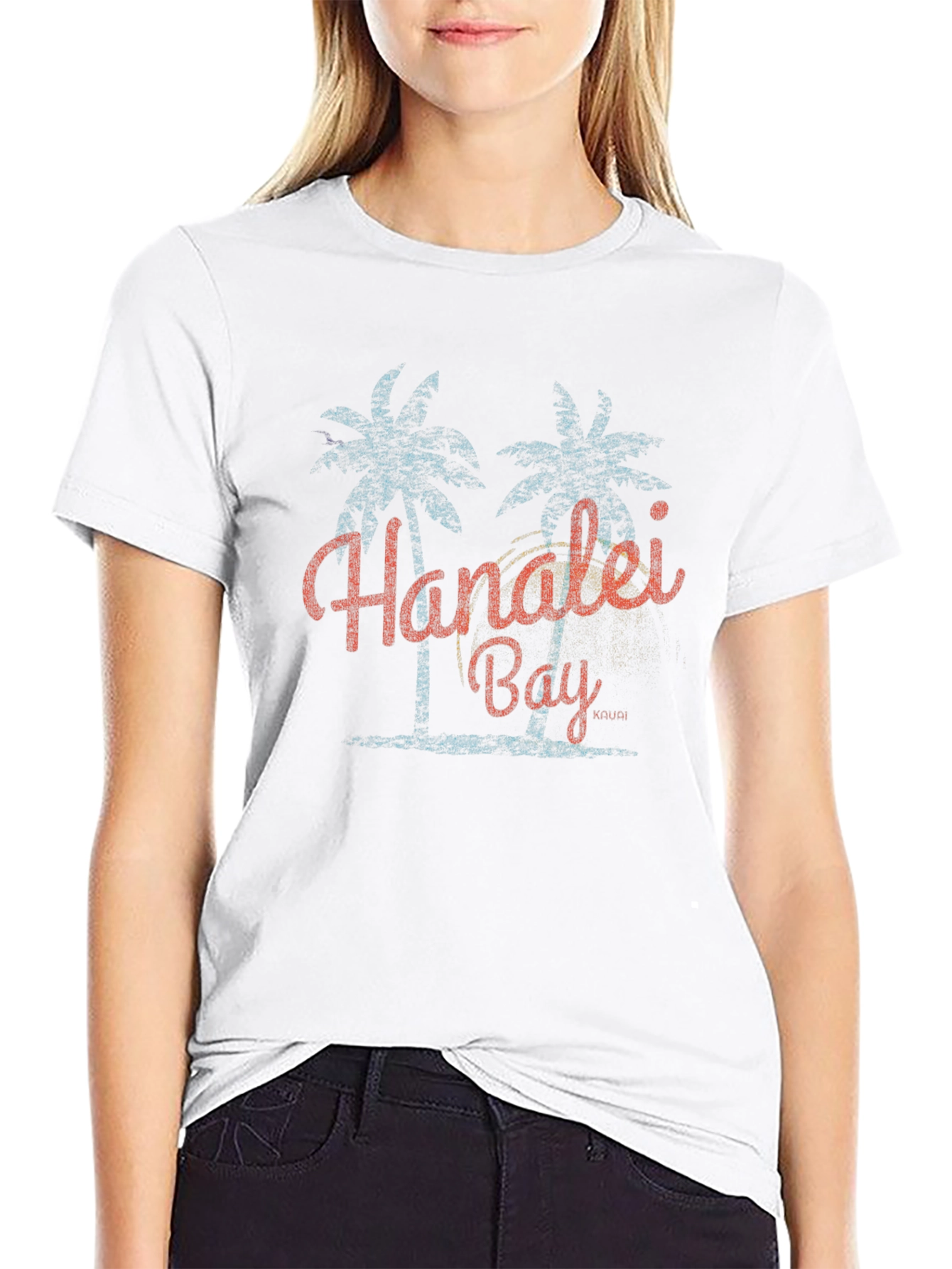 Black Hanalei Bay Graphic T-Shirt - Retro Palm Tree Design view 9