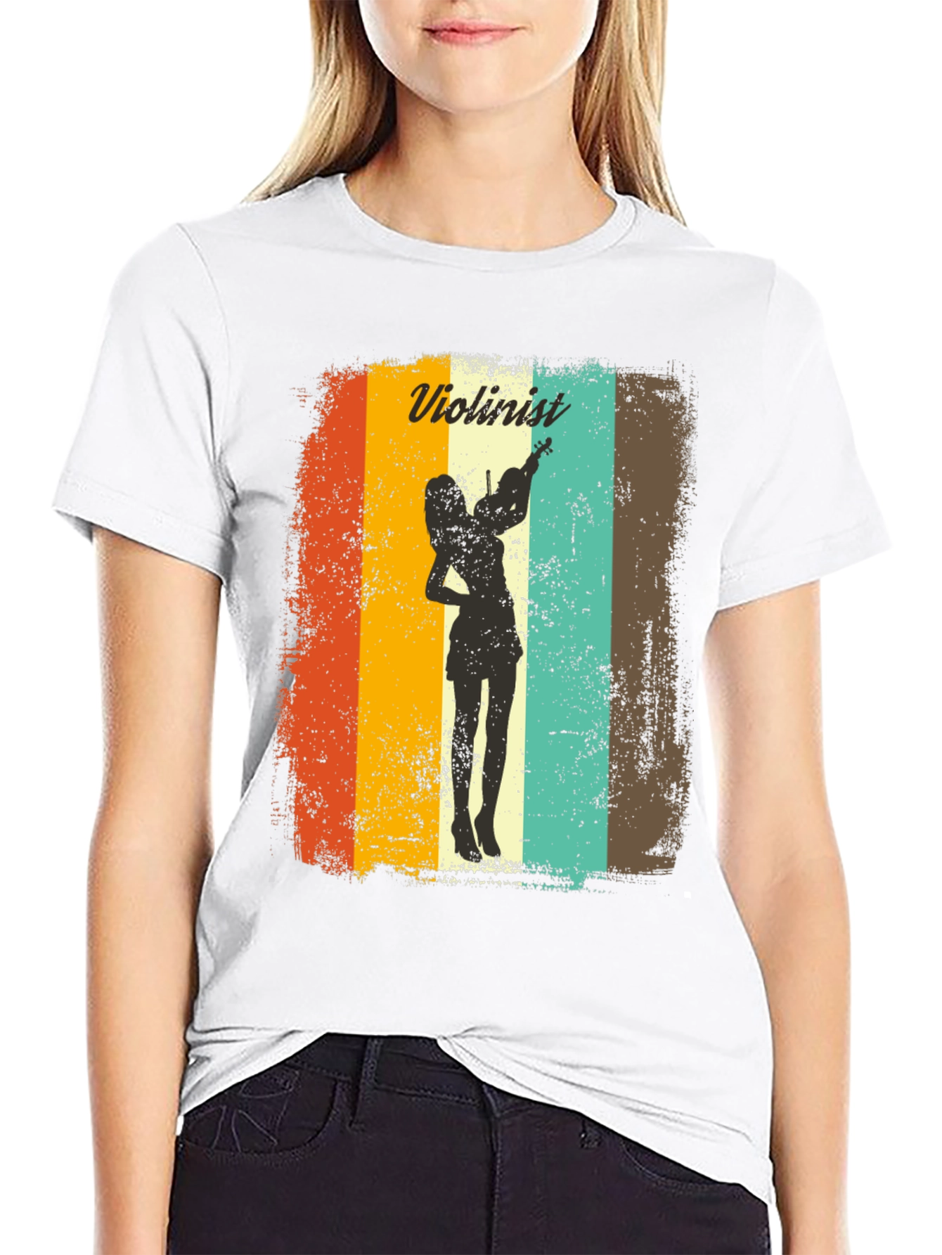 Black Violinist Retro Graphic Tee - Musician Style view 9