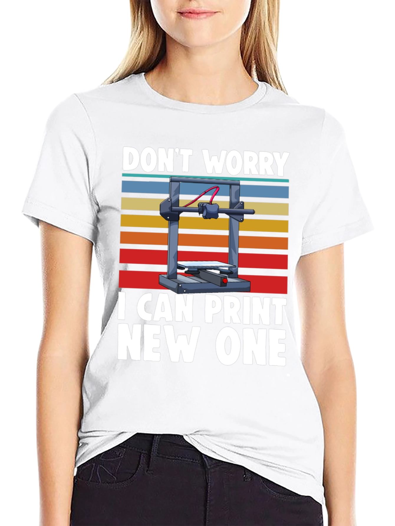 Black 3D Printer T-Shirt: Don't Worry, I Can Print New One view 9