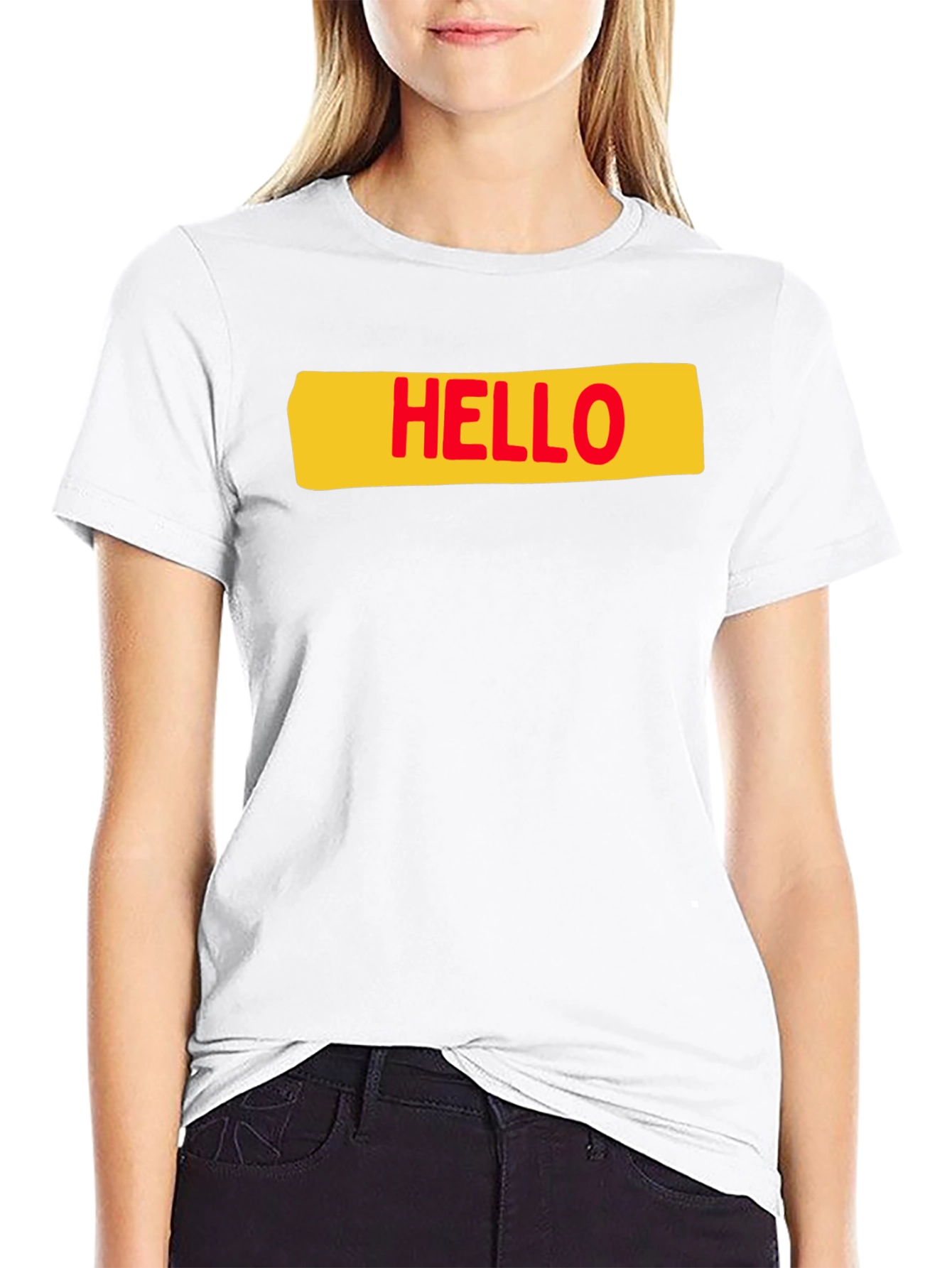 Black Hello T-Shirt - Casual Graphic Tee view 9
