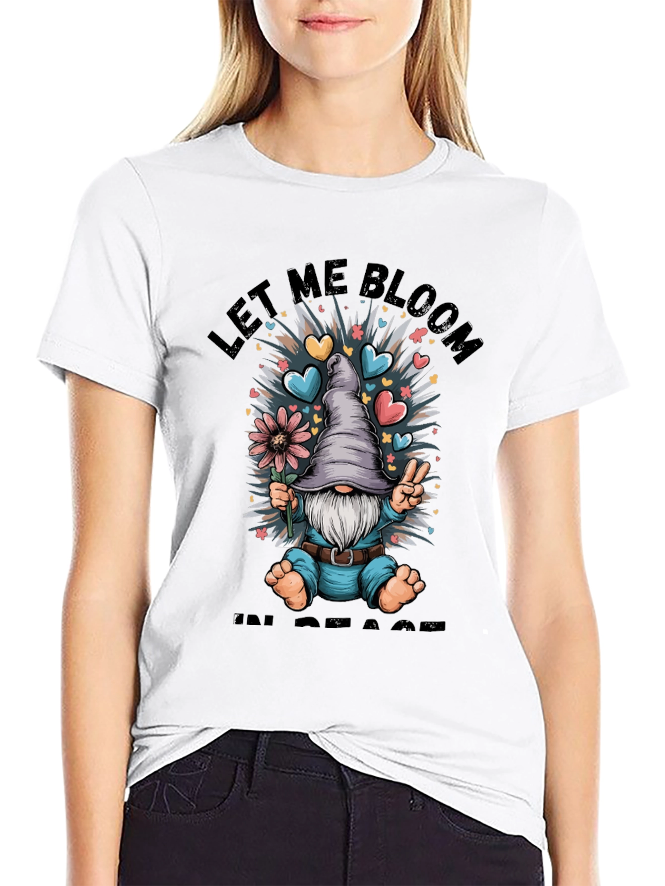 Let Me Bloom In Peace T-Shirt Gnome Graphic Tee - 9