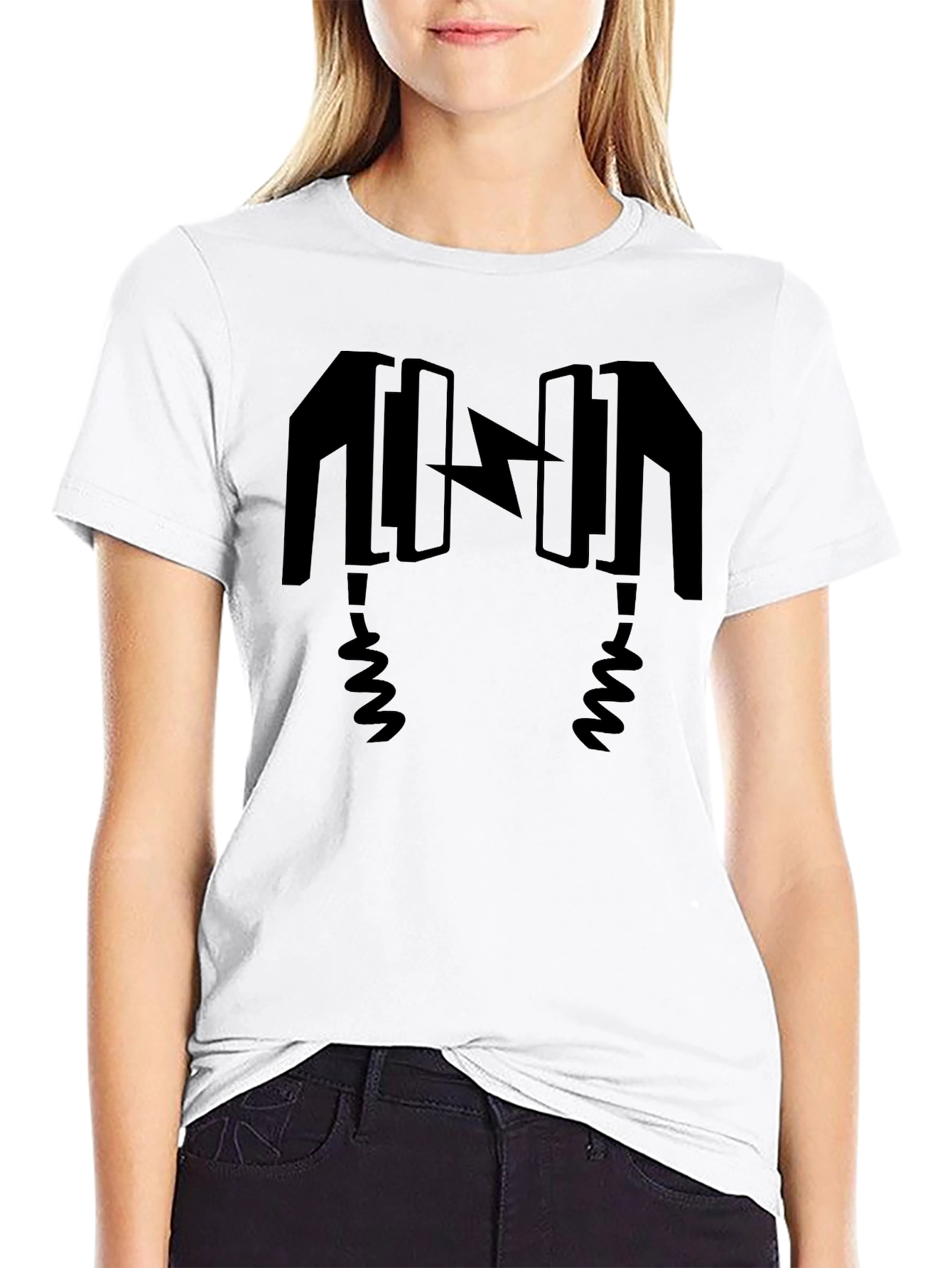 Black Electric Headphones Black Graphic Tee view 9