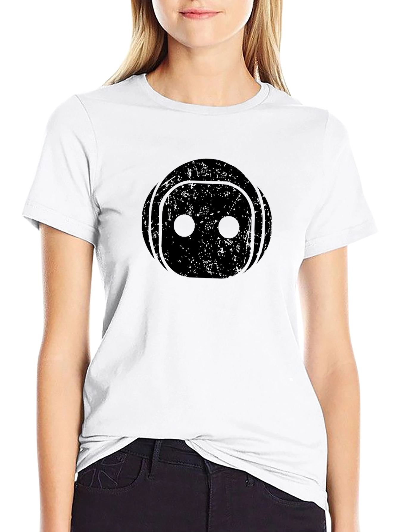 Black Black Robot Face Graphic T-Shirt view 9