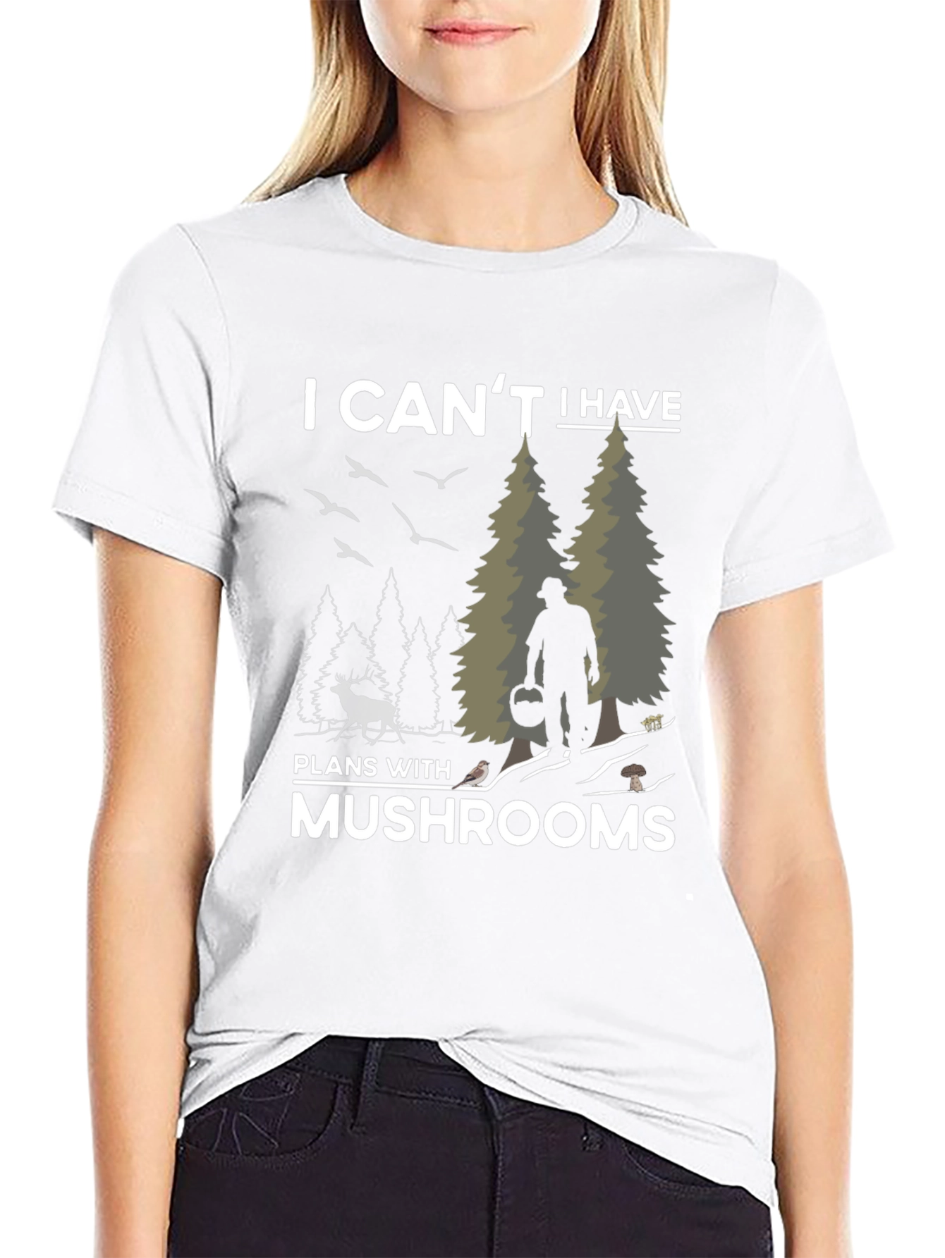 Black Mushroom Lover's T-Shirt - I Can't Have Plans With Mushrooms view 9