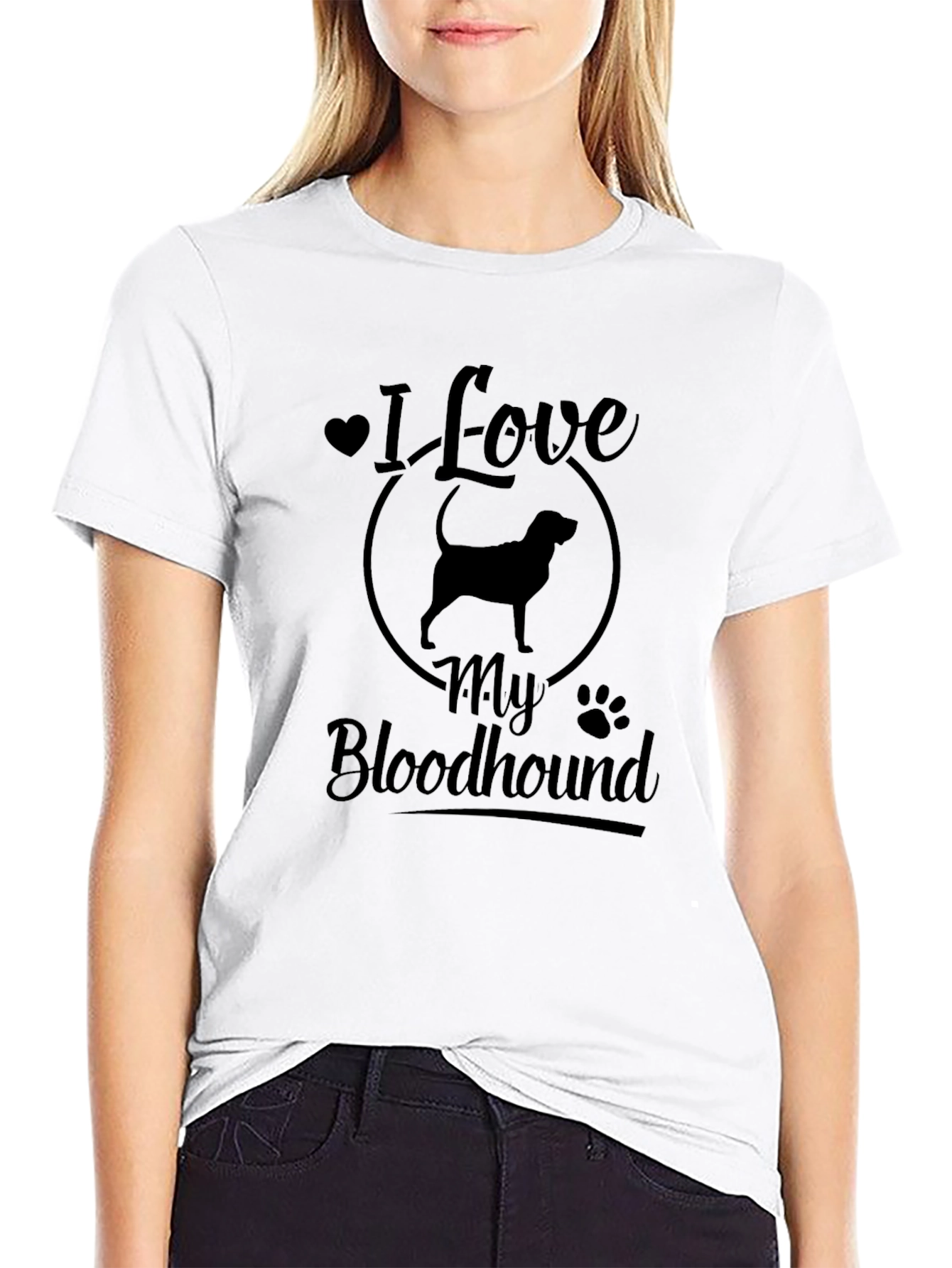 Black I Love My Bloodhound Black T-Shirt view 9