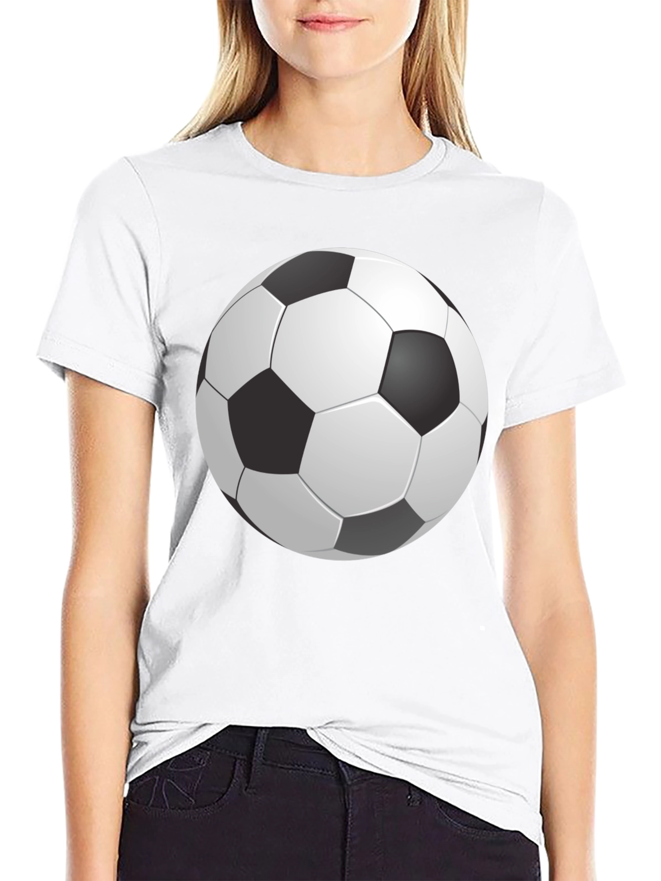 Black Soccer Ball Graphic Print Black T-Shirt view 9