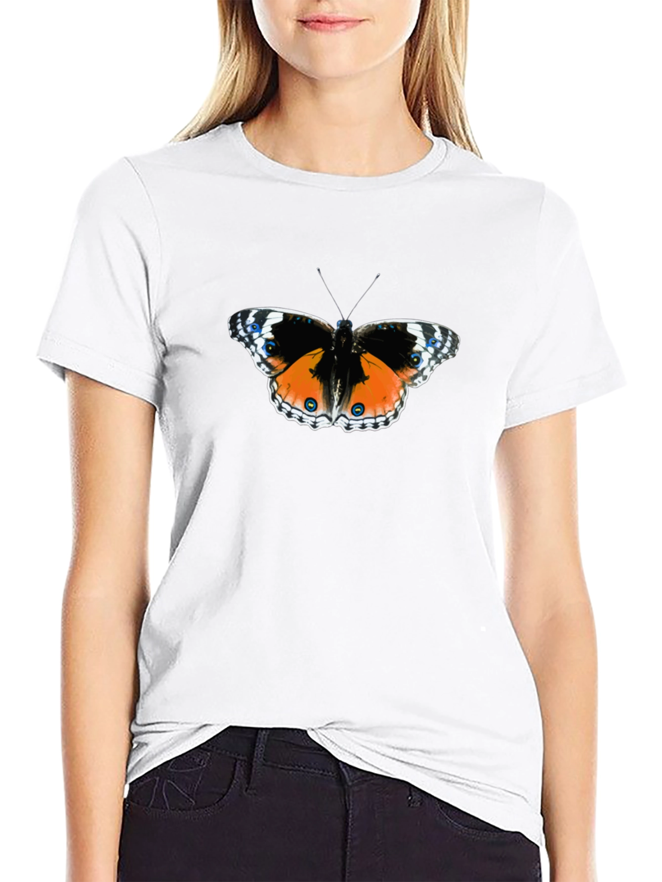 Black Butterfly Graphic Tee - Black Cotton Comfort view 9