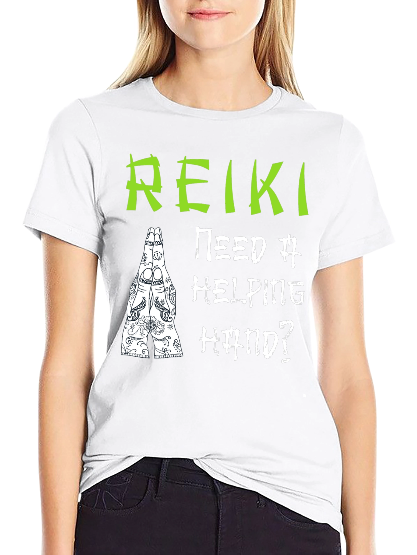 Reiki Helping Hand Black T-Shirt - Spiritual Design - 9
