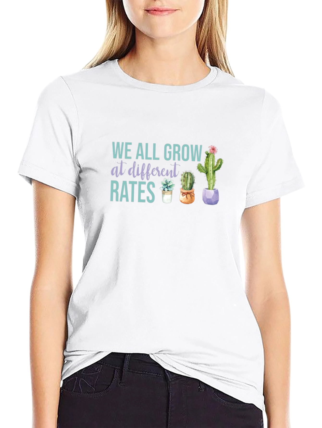 Black We All Grow at Different Rates Graphic Tee view 9