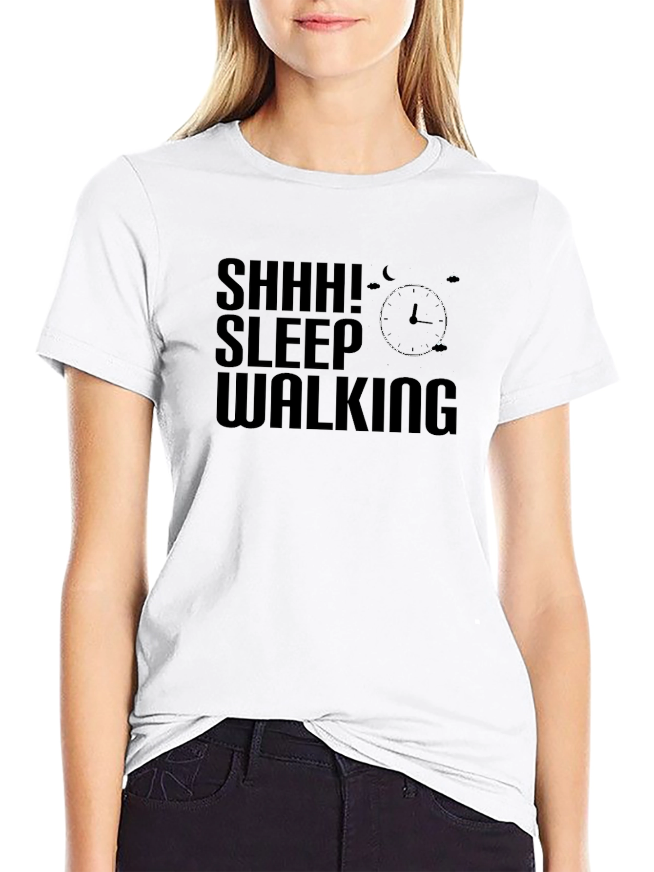 Black Shhh! Sleepwalking Graphic Tee - Soft Cotton Blend view 9