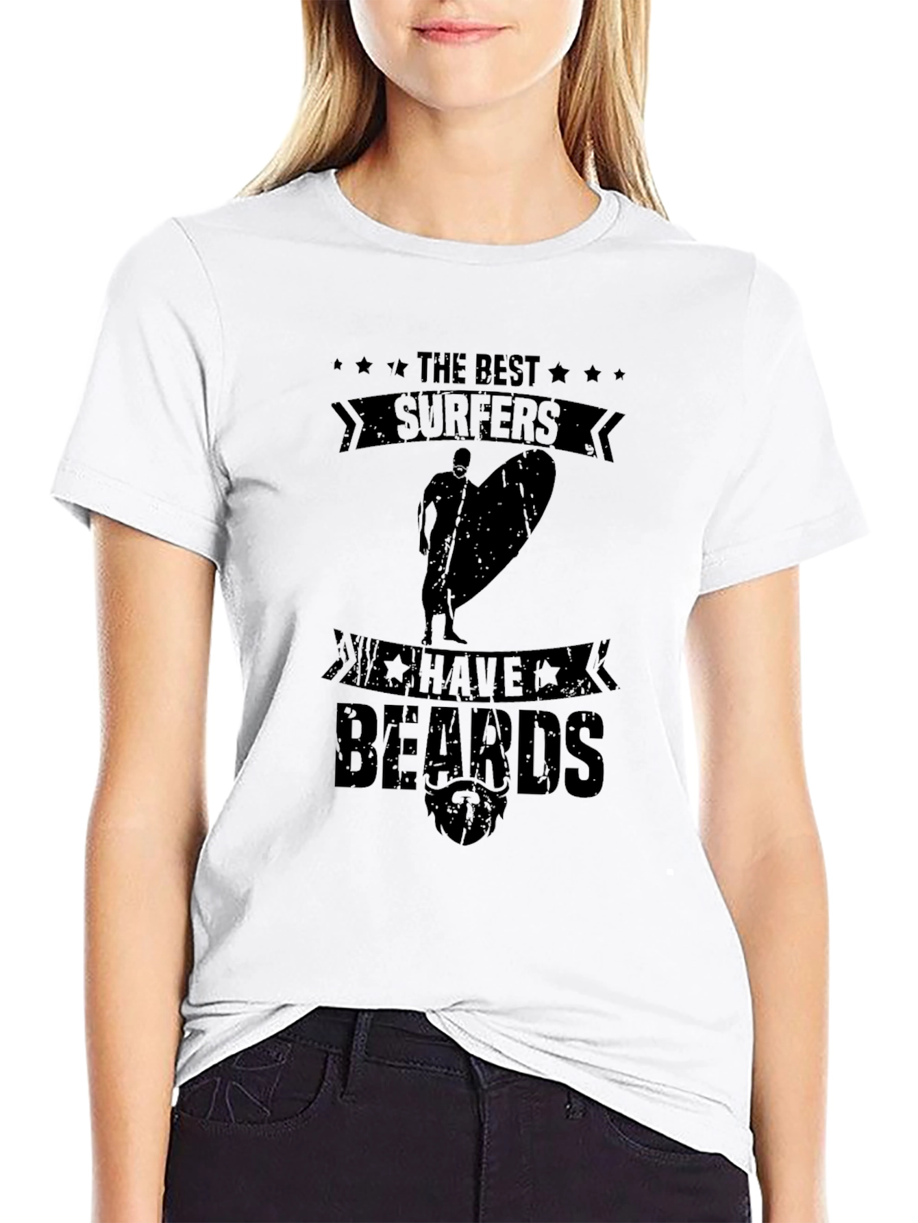 Black The Best Surfers Have Beards Graphic Tee view 9