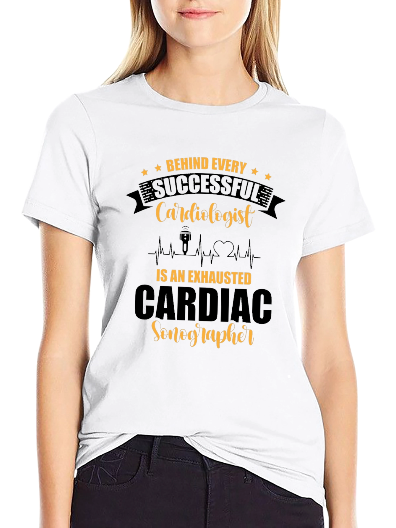 Black Funny Cardiac Sonographer T-Shirt Gift view 9