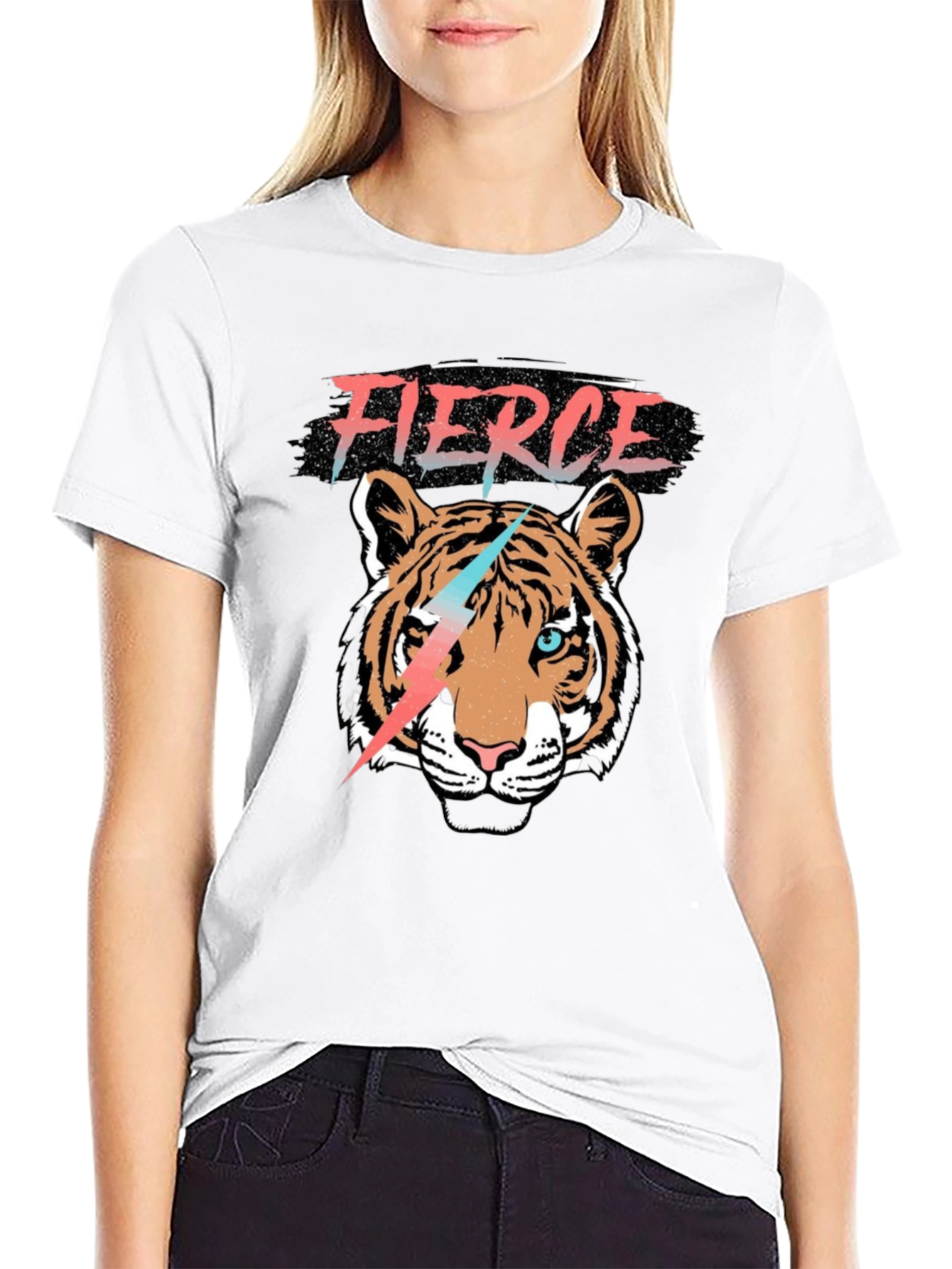 Black Fierce Tiger Graphic Tee - Stylish Men's Black T-Shirt view 9