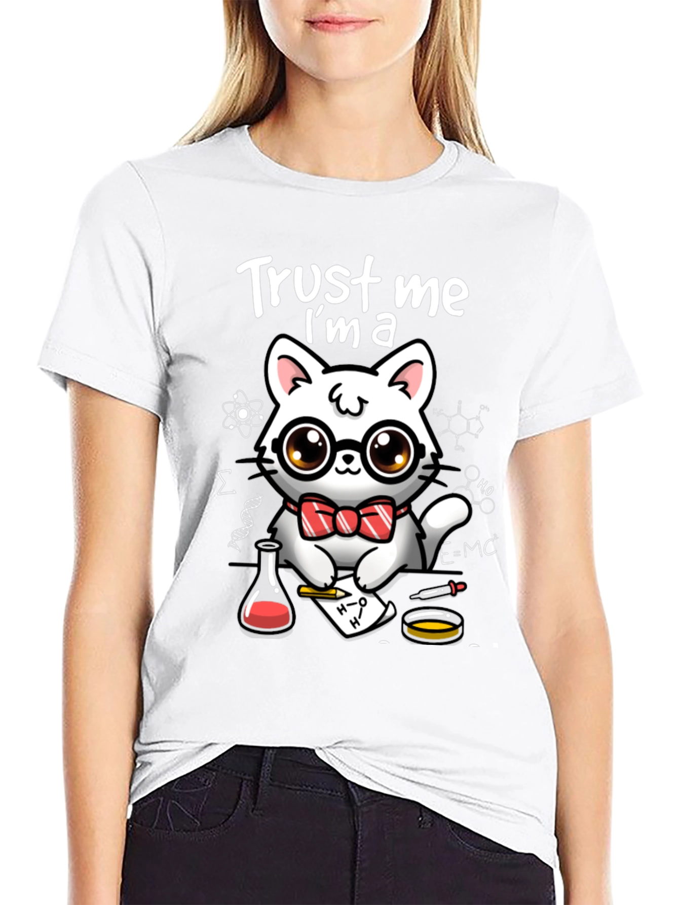Black Trust Me, I'm a Scientist Cat Graphic T-Shirt view 9