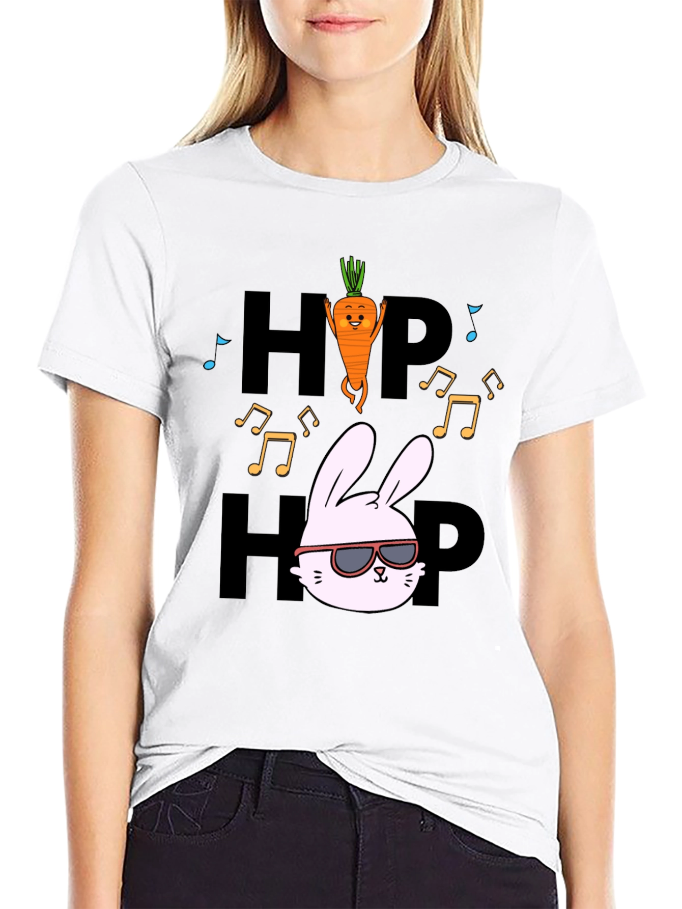 Black Hip Hop Bunny Carrot Music Black T-Shirt view 9